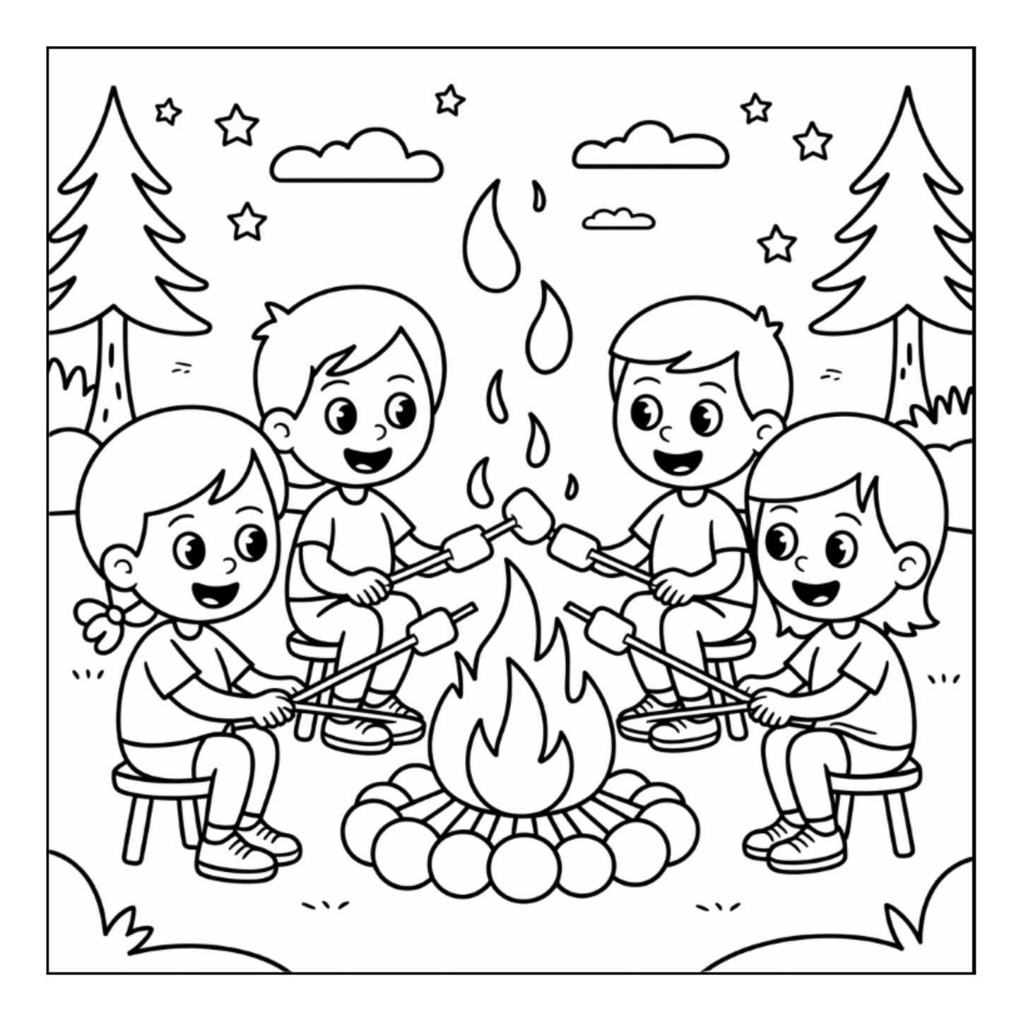Bold and Easy Cozy Camping Coloring Book Gift for Adults Men Women Kids Boys Girls Young Teens Summer Camp Camping Coloring Sheets Children