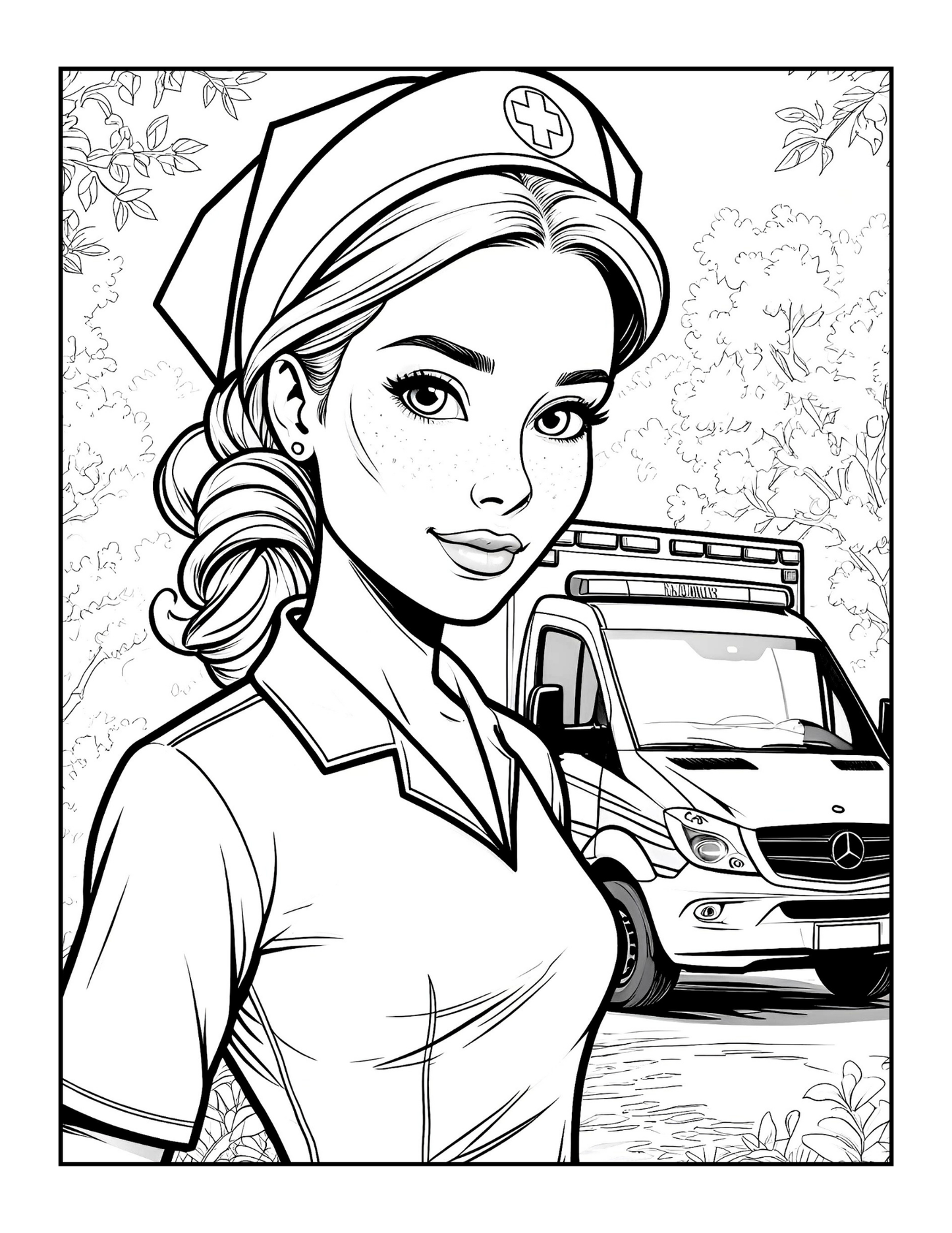Nurse Coloring Book Gift for Adults Men Women Kids Young Boys Girls Teens 50 Pages Single Sided Hospital Nurse Coloring Activity Book