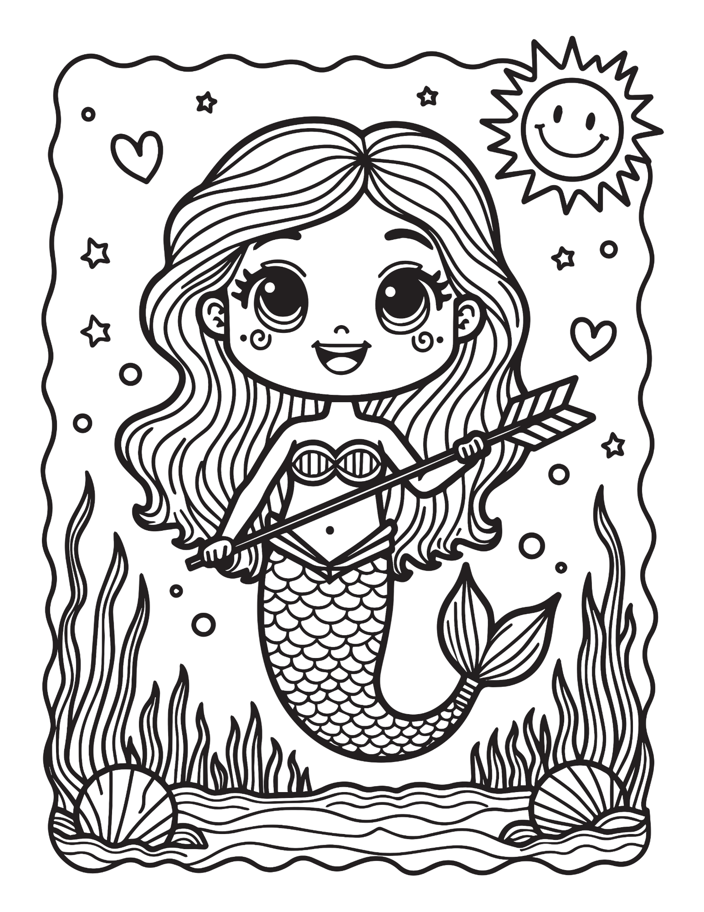 50 Pages Single Sided Cute Beautiful Mermaid Coloring Book Gift for Adults Men Women Kids Boys Girls Young Teens Bold and Easy Mermaid