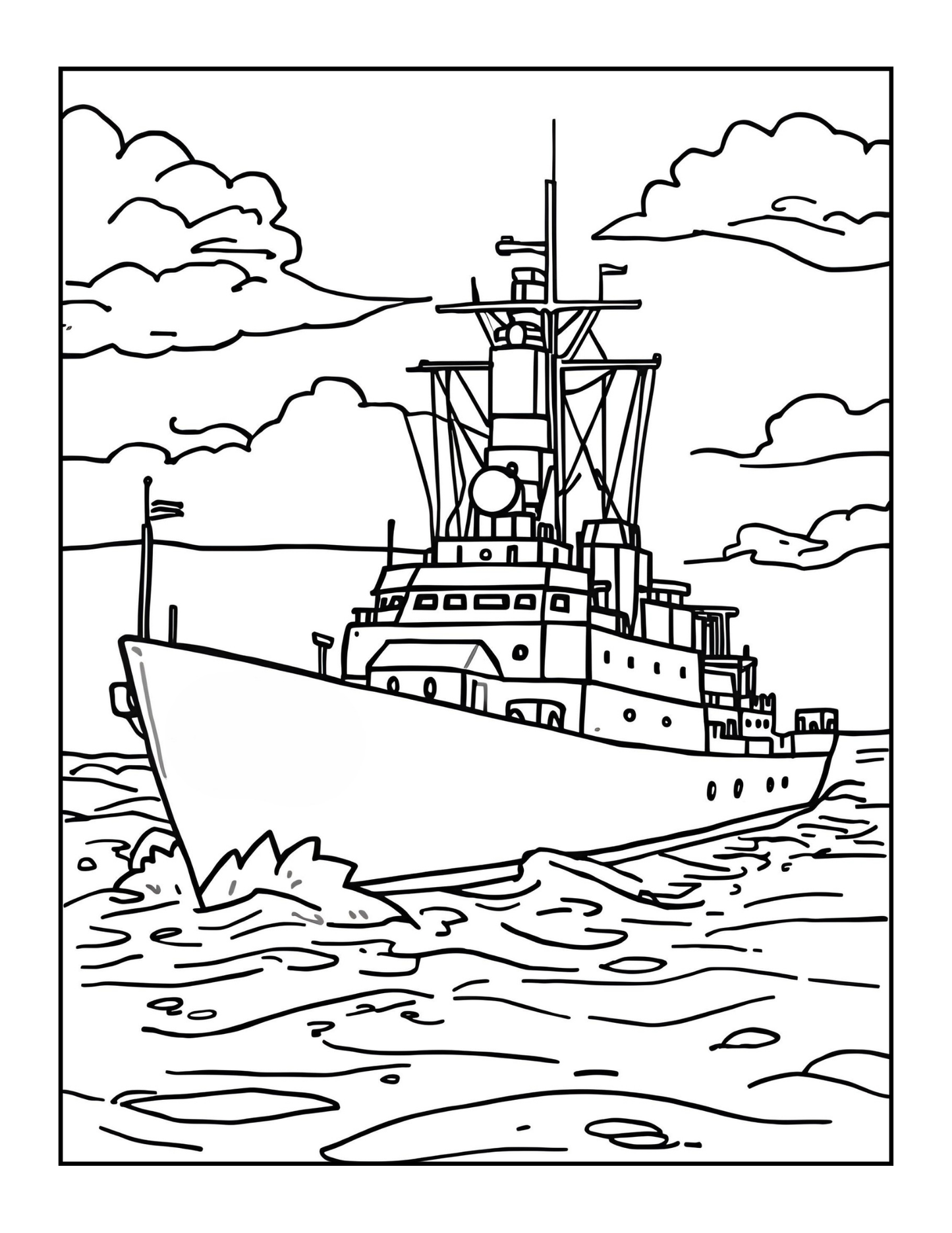 Navy Ship Coloring Book for Adults Men Women Kids Boys Girls Teens Military Navy Coloring Pages Children Navy Carrier Ship Coloring Sheets