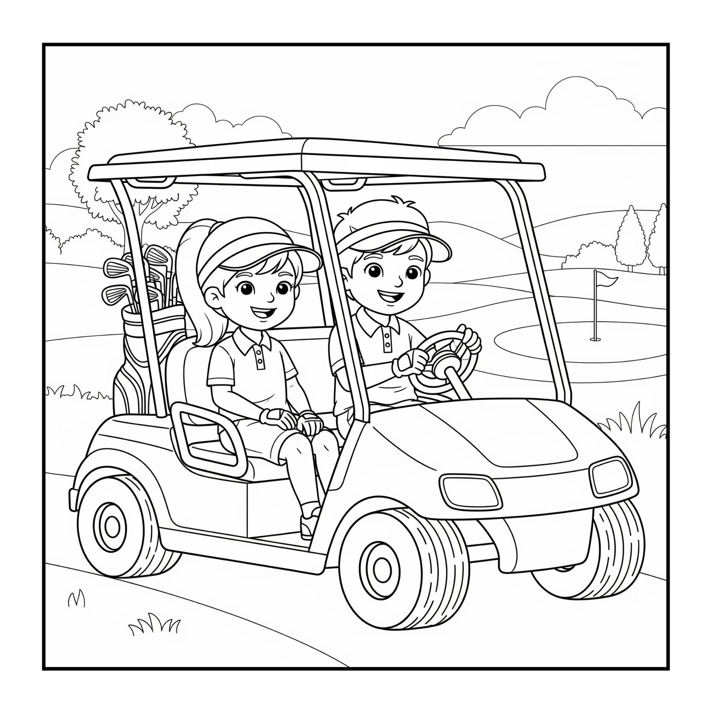 Golf Player Golfer Coloring Book for Adults Men Women Kids Boys Girls Teens Youth Simple Stress Free Relief Coloring Book Golfing Coloring