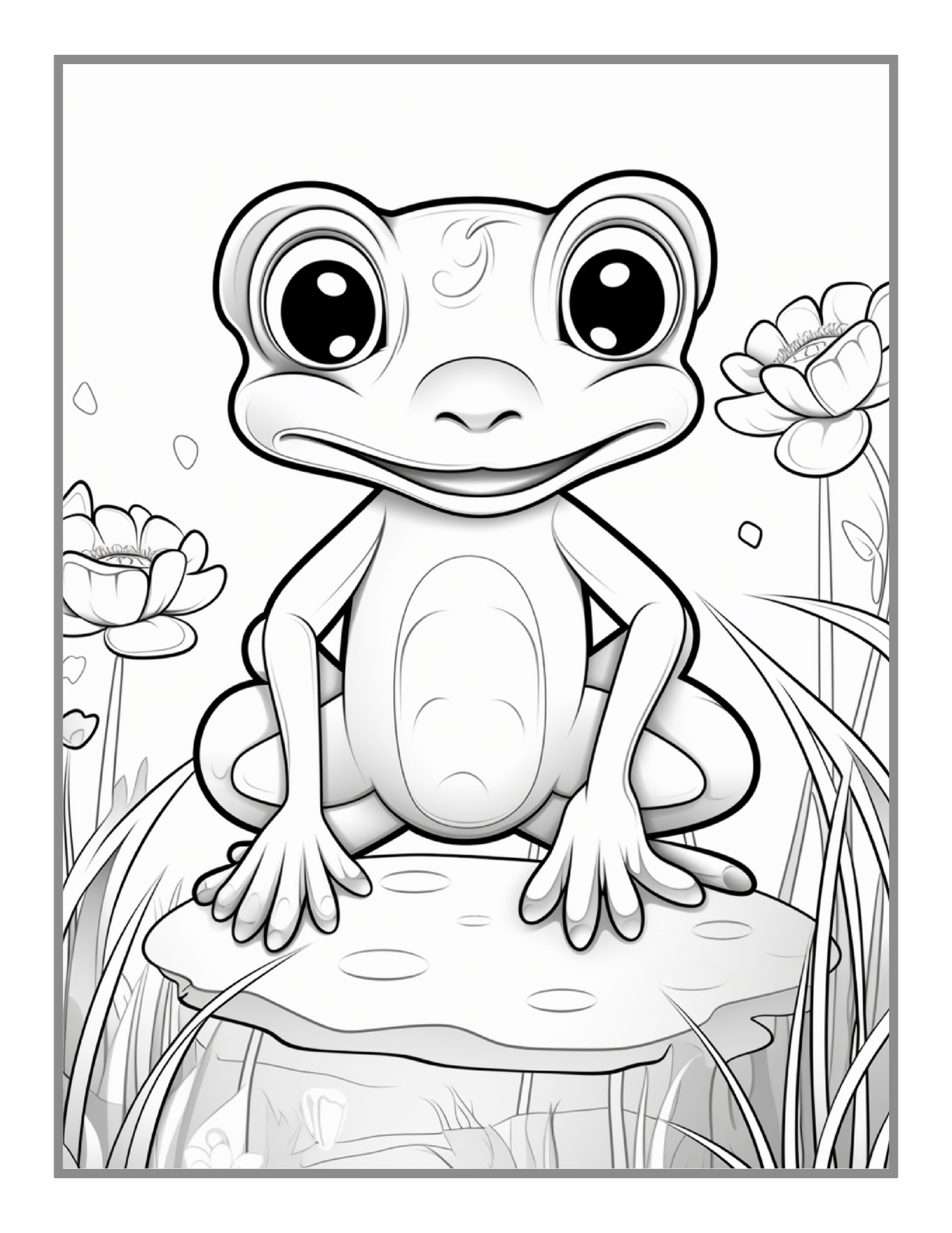 50 Pages Cute Frog Toad Coloring Book Gift for Adults Kids Men Women Boys Girls Teens Frog Toad Coloring Sheets for Children Students