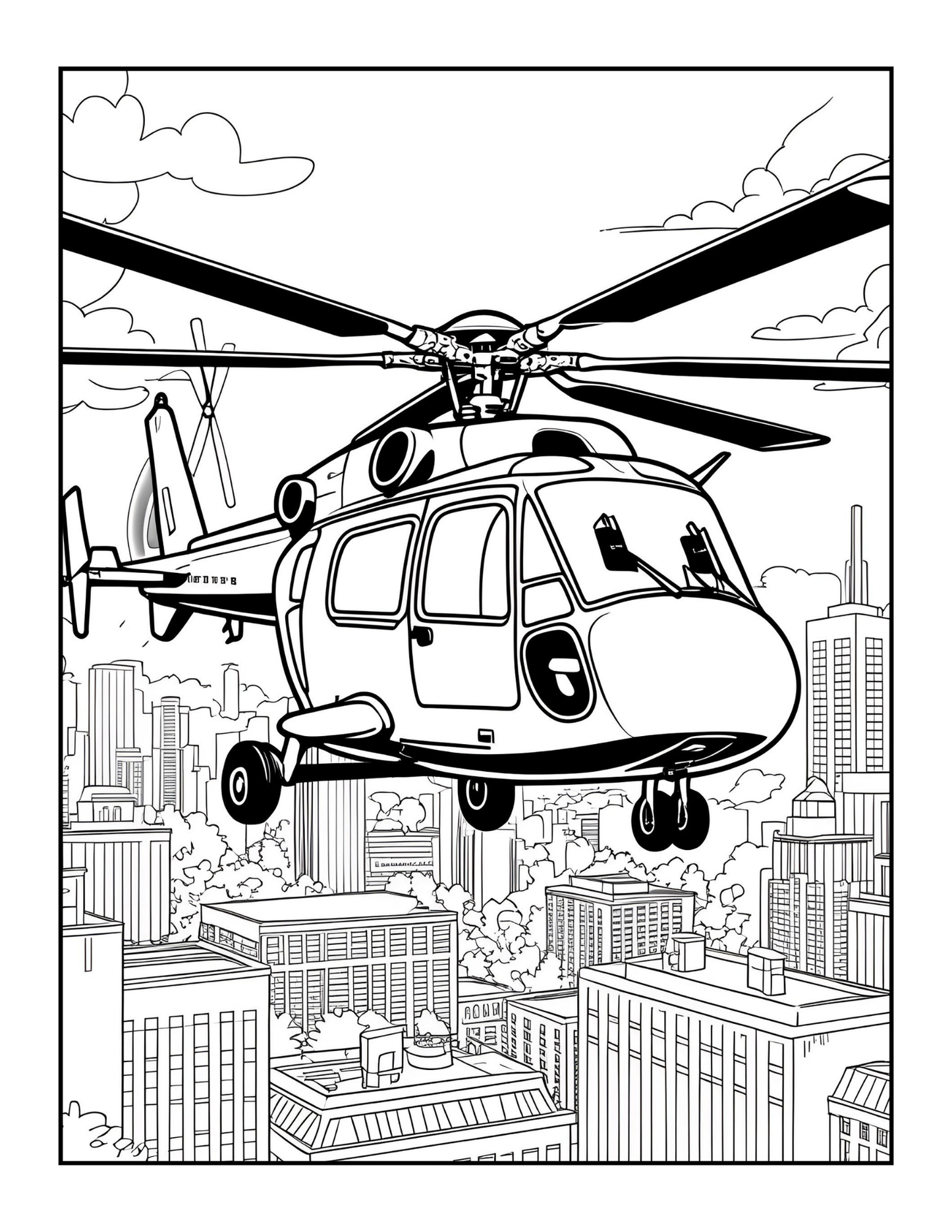 Helicopter Coloring Book Gift for Adults Kids Boys Girls Teens 50 Pages Single Sided Coloring Activity Book for Children Bold and Easy