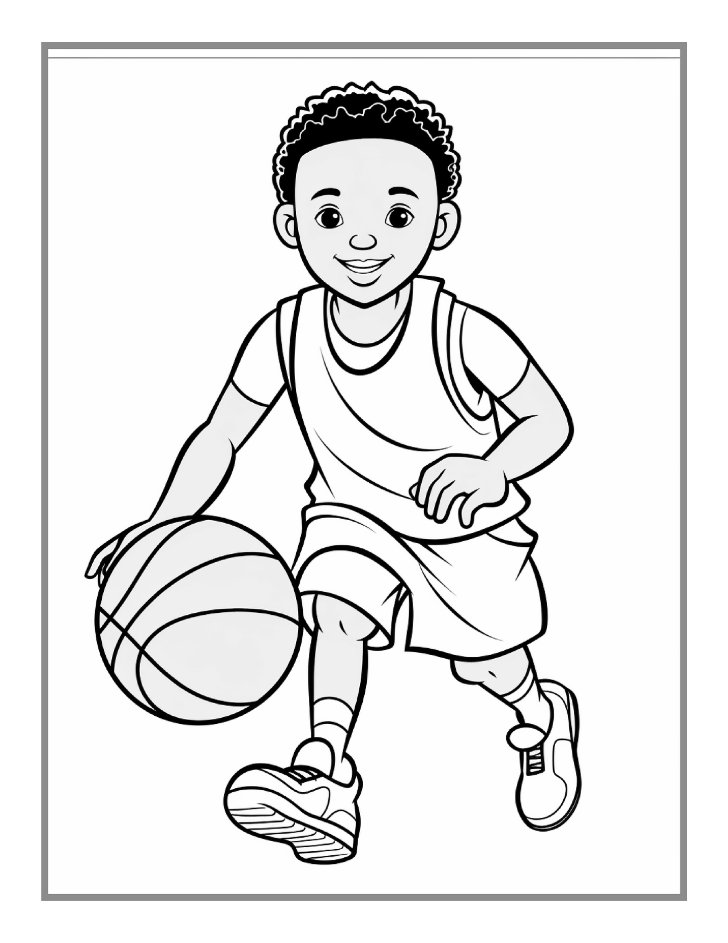 Basketball Coloring Book Gift for Adults Kids Men Women Boys Girls Teens Youth 50 Pages Basketball Player Coloring Activity Book