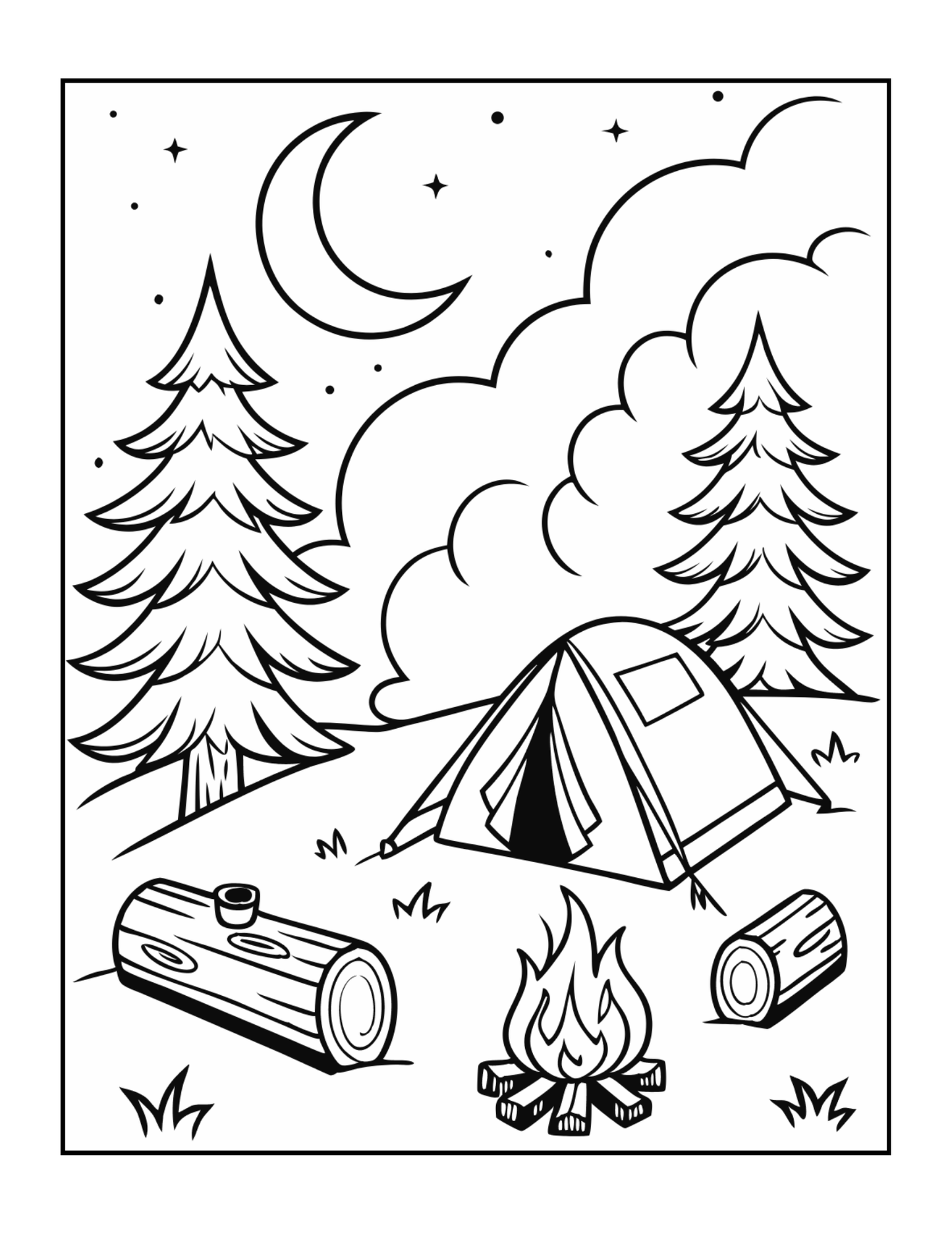 Bold and Easy Cozy Camping Coloring Book Gift for Adults Men Women Kids Boys Girls Young Teens Summer Camp Camping Coloring Sheets