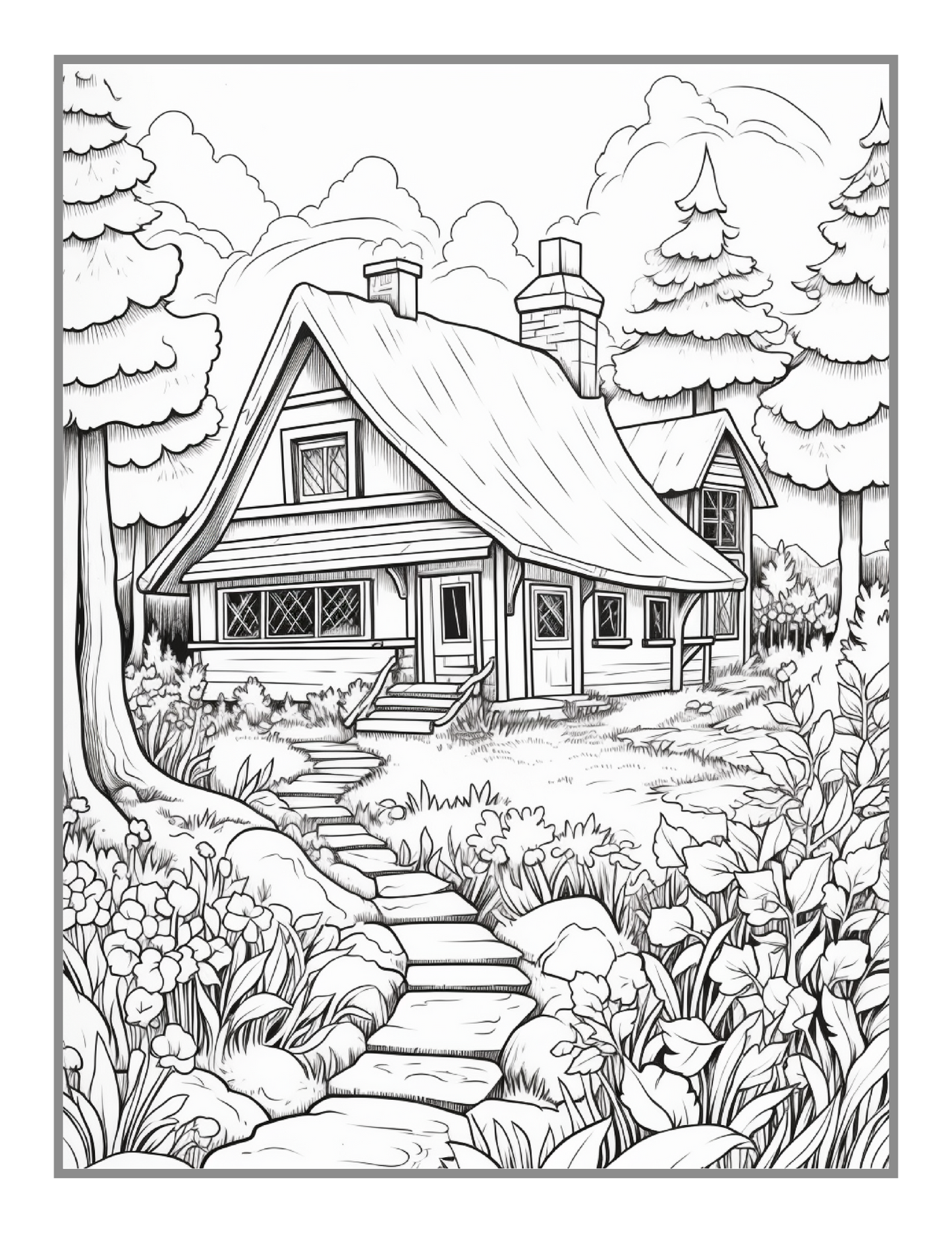 Cool Little Old Forest Village Coloring Book 50 Pages Cozy Village Coloring Book Christmas Holiday Gift for Adults Kids Men Women Boys Girls