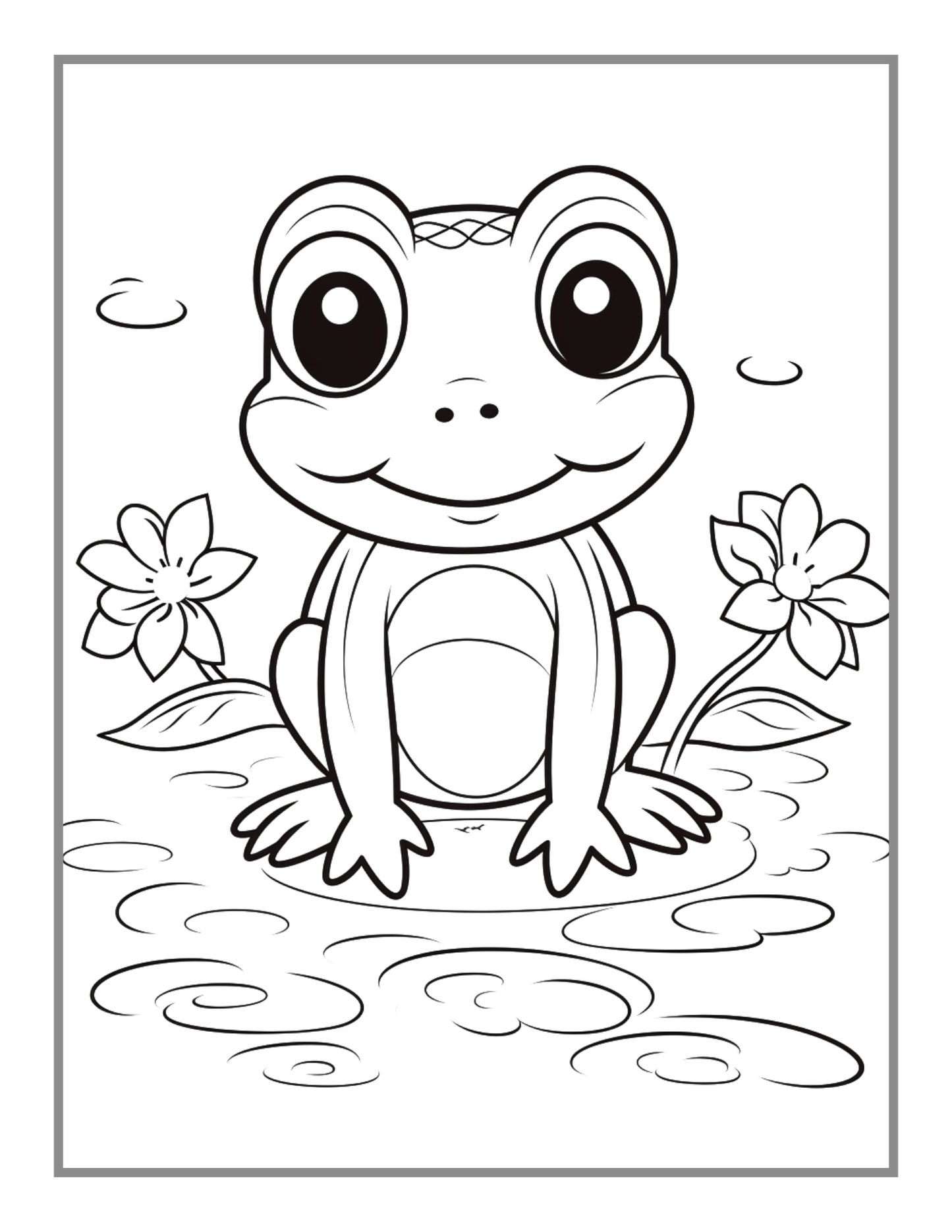 50 Pages Cute Frog Toad Coloring Book Gift for Adults Kids Men Women Boys Girls Teens Frog Toad Coloring Sheets for Children Students