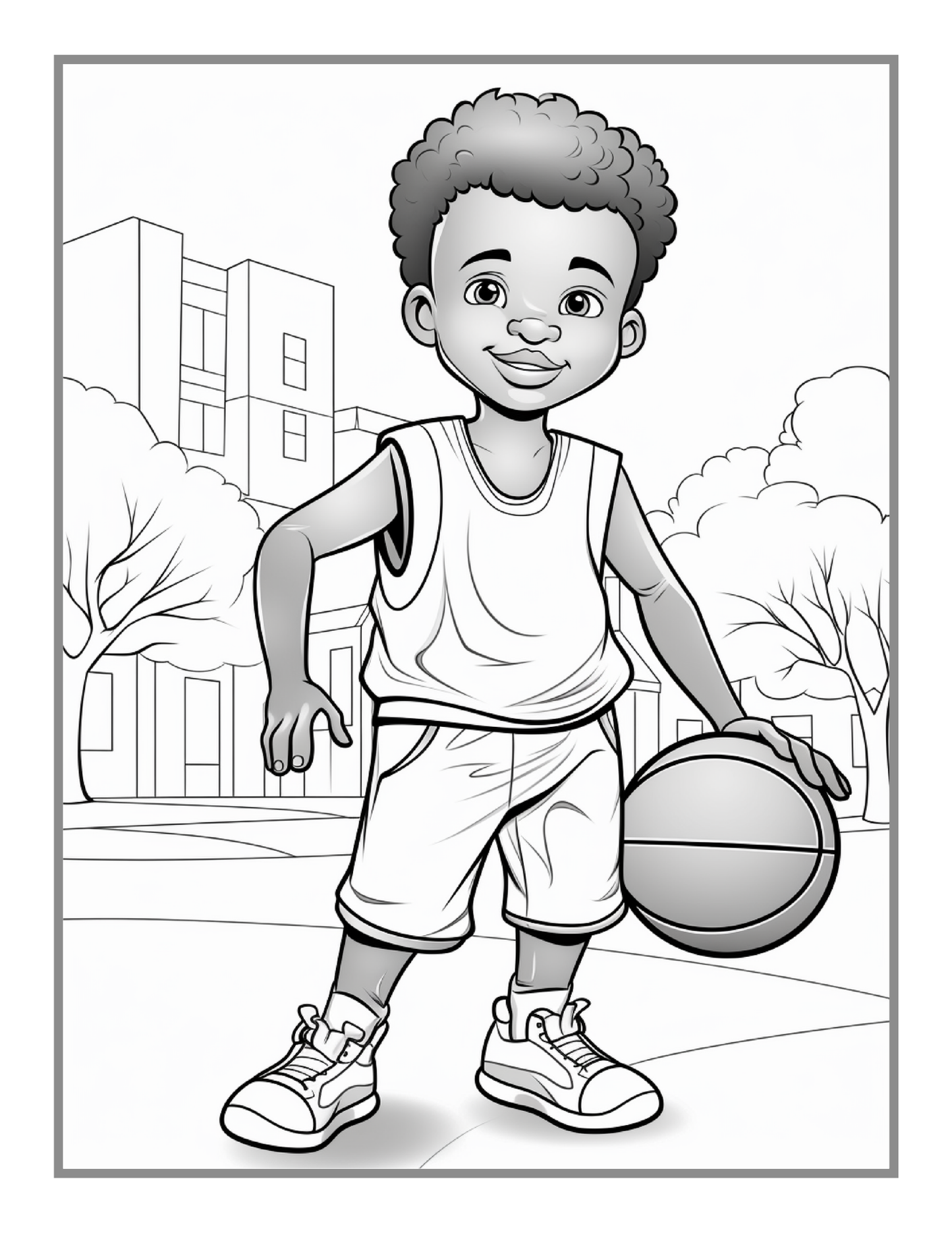 Basketball Coloring Book Gift for Adults Kids Men Women Boys Girls Teens Youth 50 Pages Basketball Player Coloring Activity Book