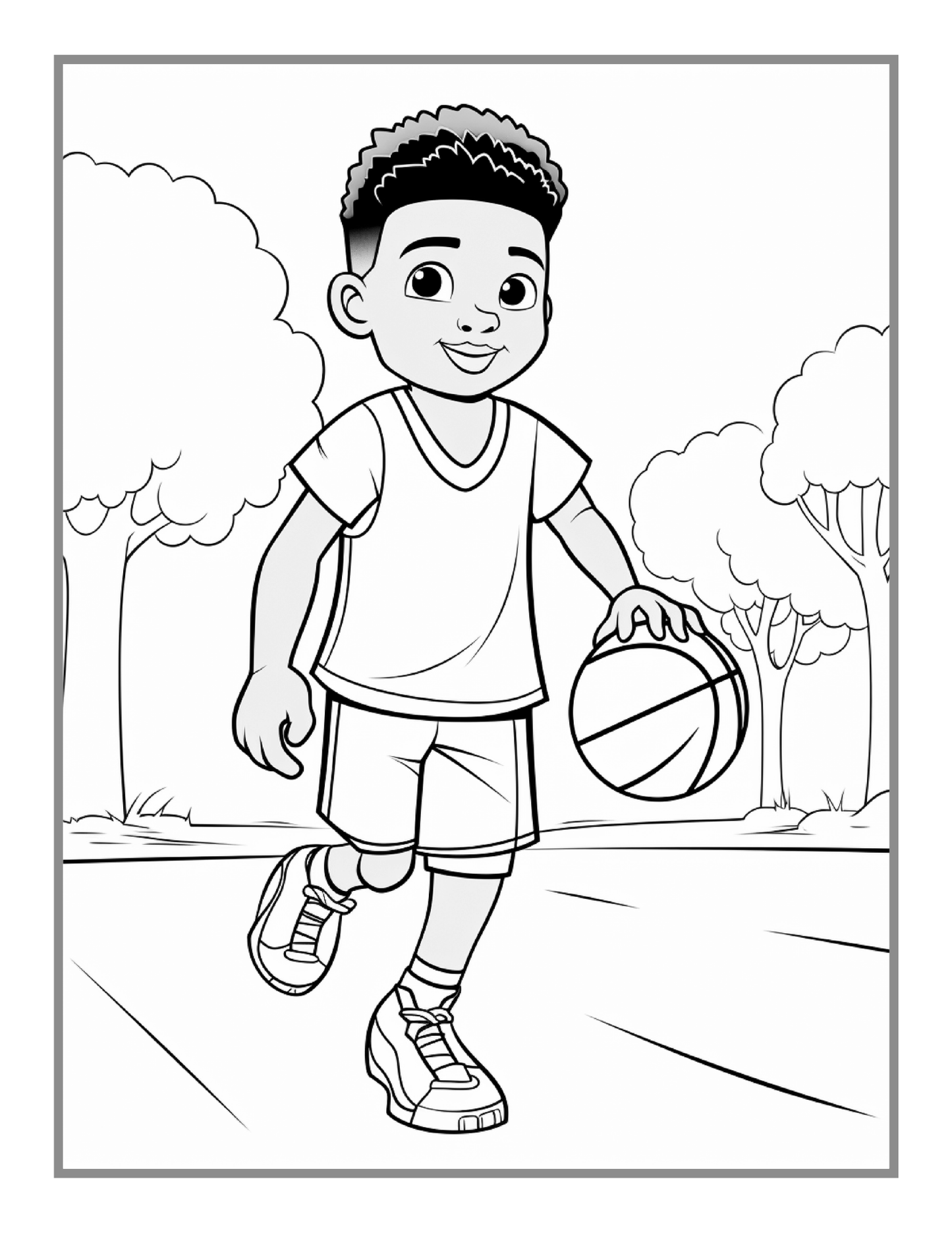 Basketball Coloring Book Gift for Adults Kids Men Women Boys Girls Teens Youth 50 Pages Basketball Player Coloring Activity Book