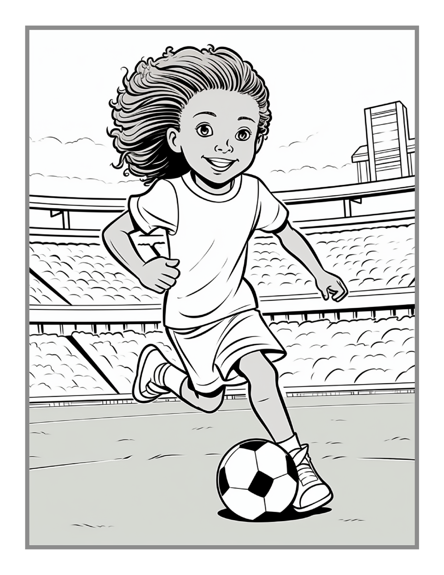 50 Pages Soccer Football Player Coloring Book Holiday Birthday Gift for Adults Kids Women Girls Teens Youth Easy Bold Soccer Coloring Book