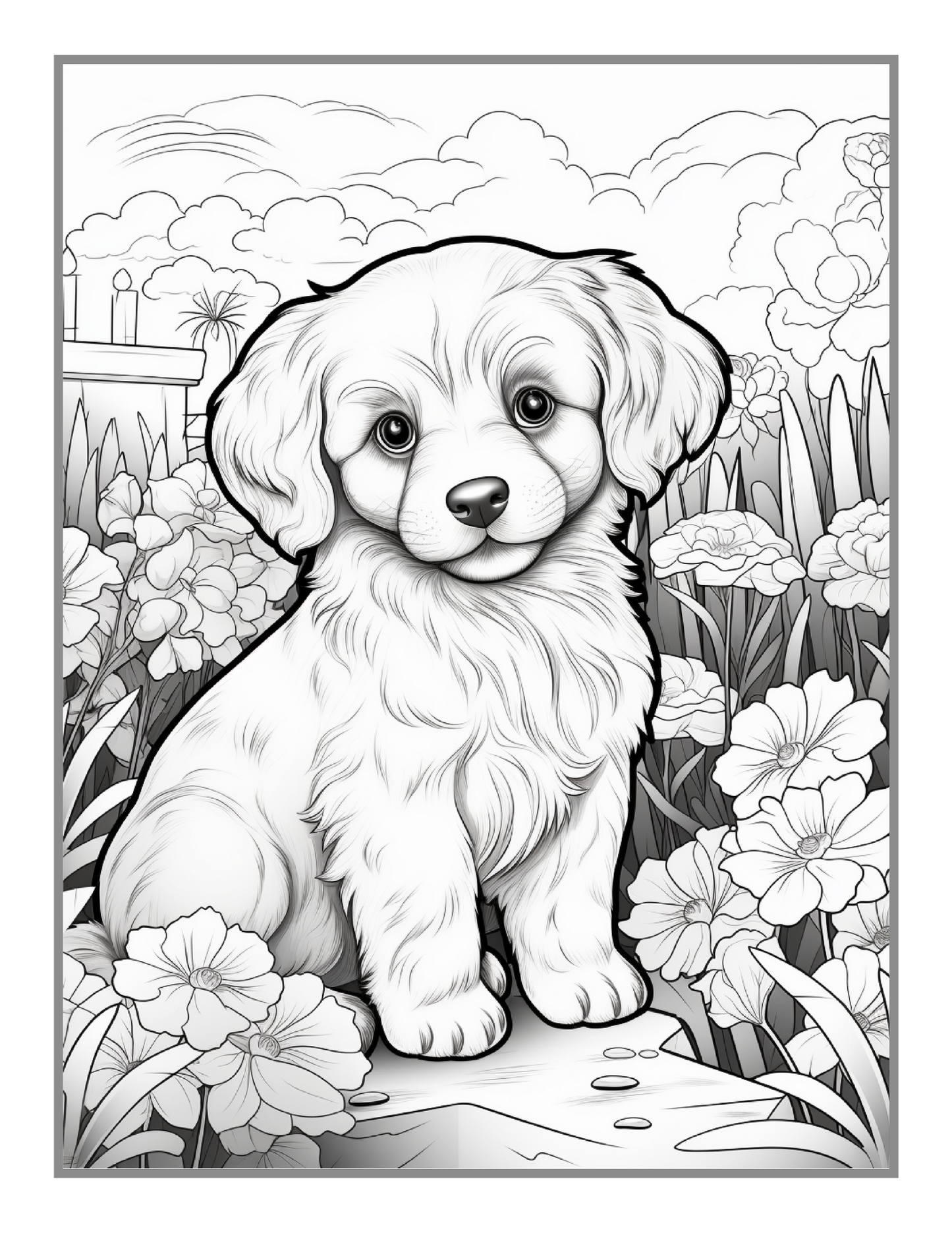 50 Pages Cute Dog Puppy Lover Coloring Book Gift for Adults Kids Boys Girls Teens Men Women Easy Dog Coloring Activity Book for Relaxation