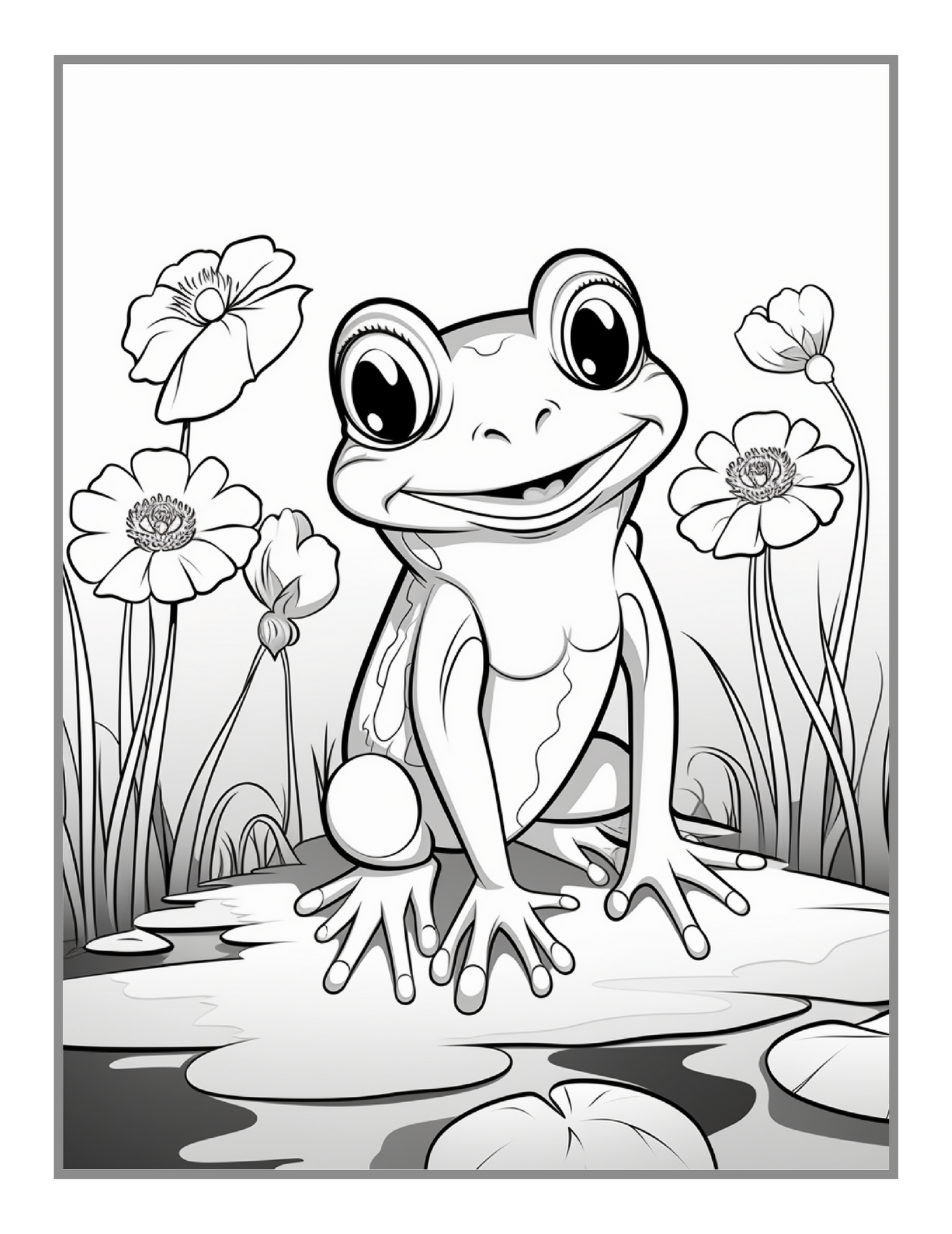 50 Pages Cute Frog Toad Coloring Book Gift for Adults Kids Men Women Boys Girls Teens Frog Toad Coloring Sheets for Children Students