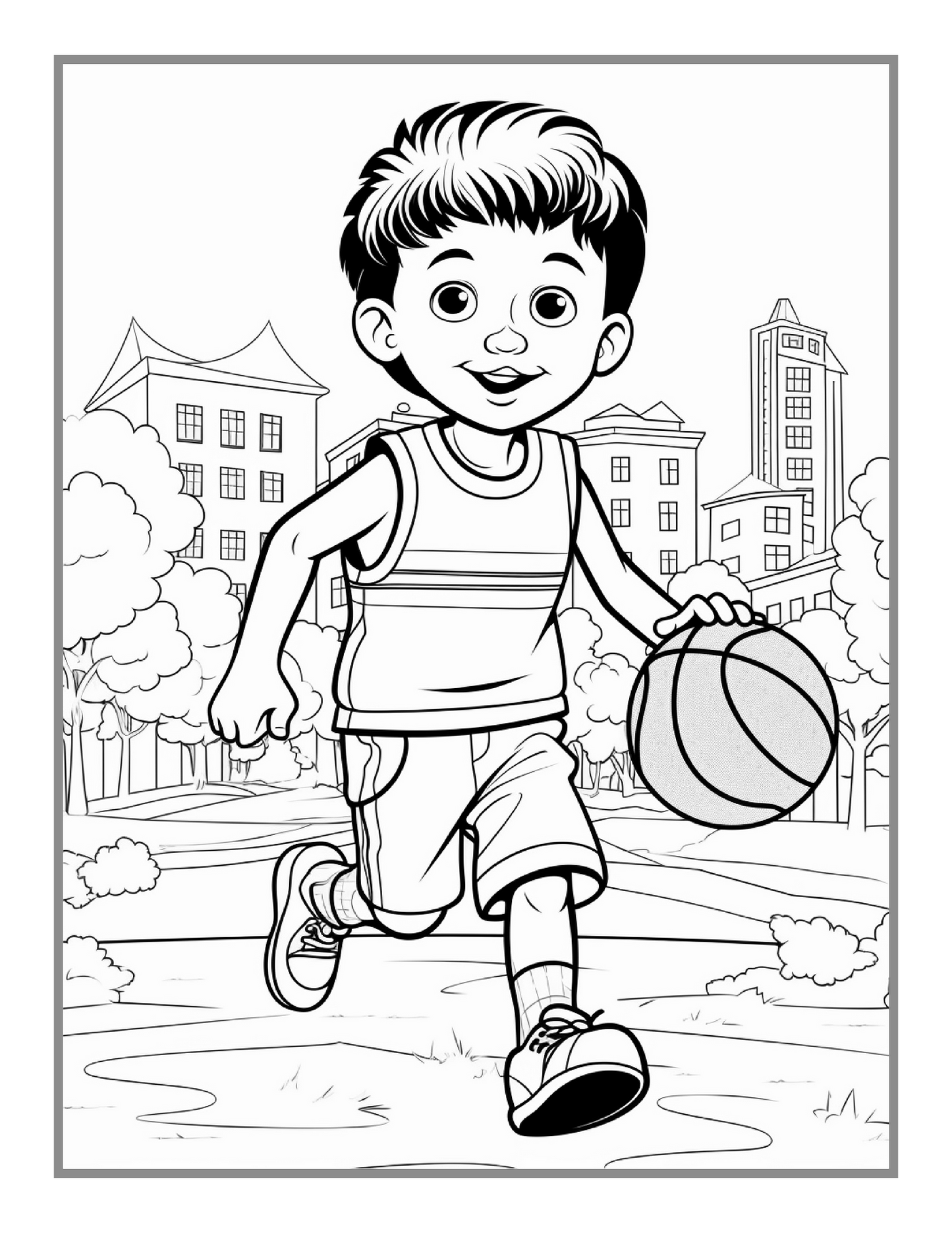 Basketball Coloring Book Gift for Adults Kids Men Women Boys Girls Teens Youth 50 Pages Basketball Player Coloring Activity Book