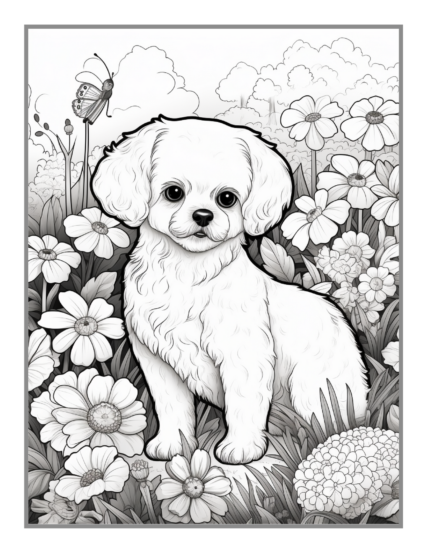 50 Pages Cute Dog Puppy Lover Coloring Book Gift for Adults Kids Boys Girls Teens Men Women Easy Dog Coloring Activity Book for Relaxation