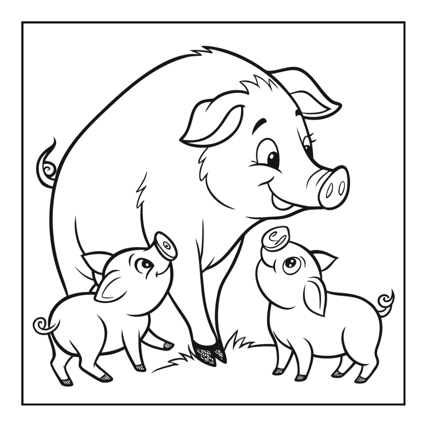 50 Pages Single Sided Cute Pig Coloring Book Gift for Adults Men Women Kids Young Boys Girls Teens Bold and Easy Simple Stress Relief