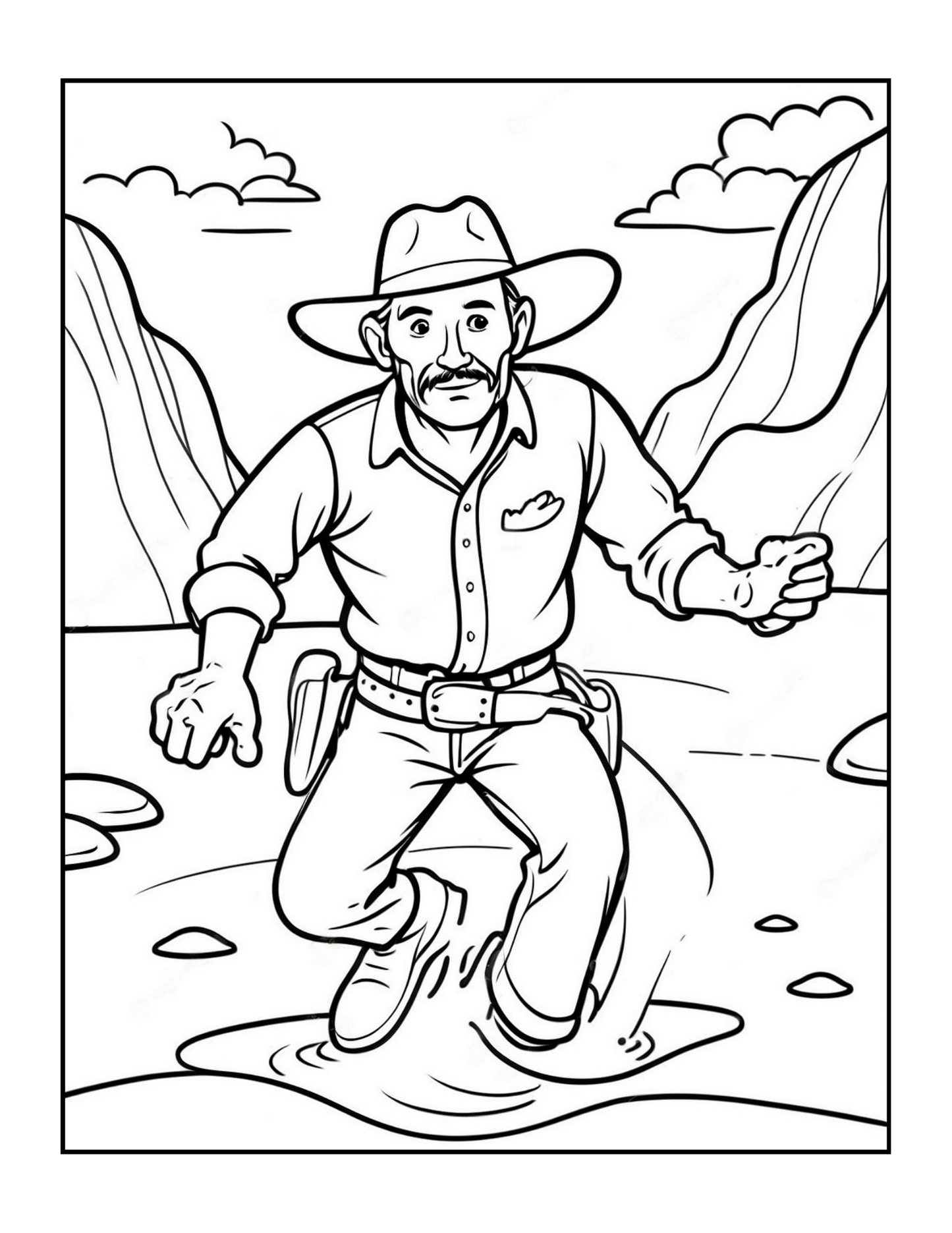 Cowboy Coloring Book Gift for Adults Men Women Kids Young Boys Girls Teens 50 Pages Single Sided Cute Cowboy Coloring Book for Children