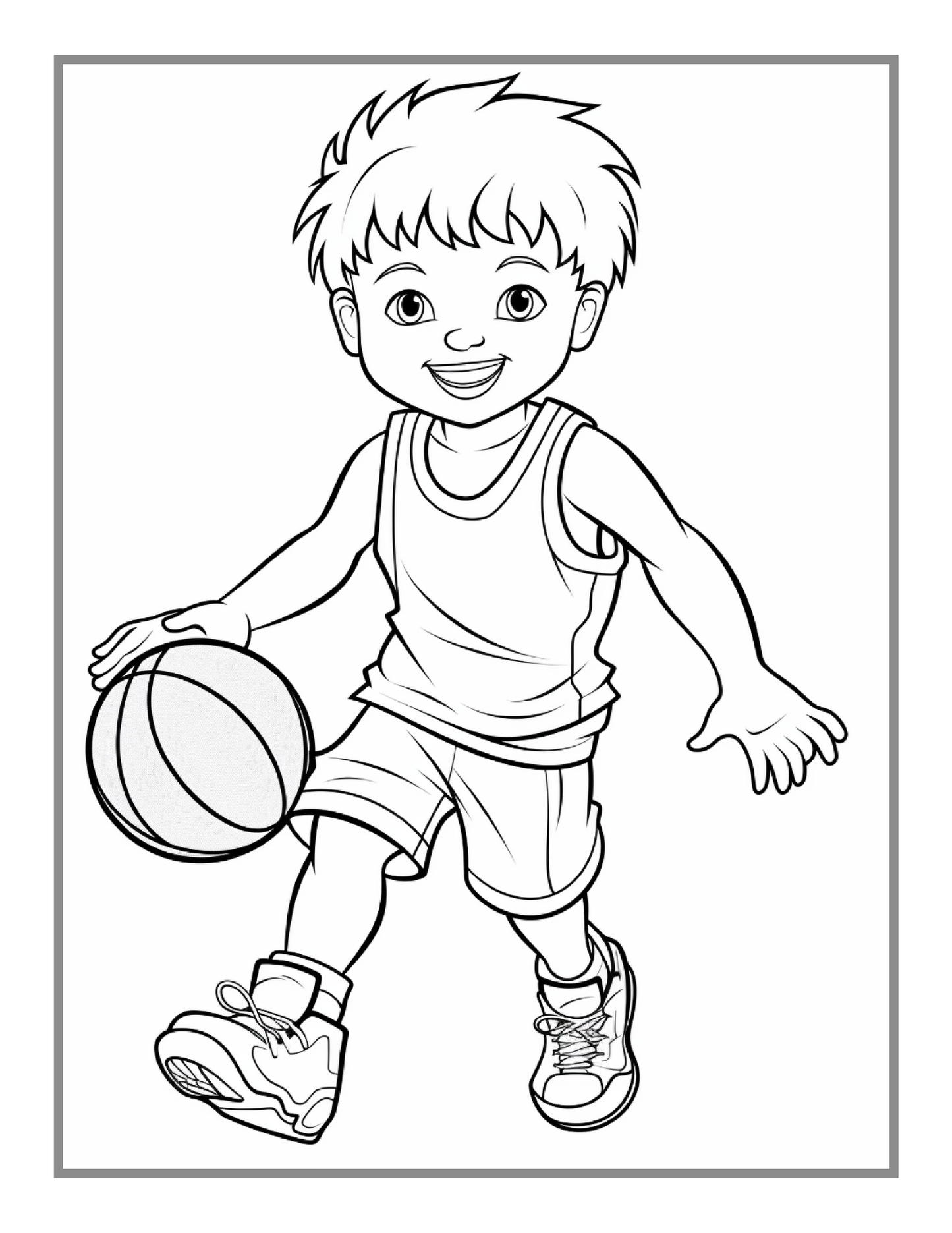 Basketball Coloring Book Gift for Adults Kids Men Women Boys Girls Teens Youth 50 Pages Basketball Player Coloring Activity Book