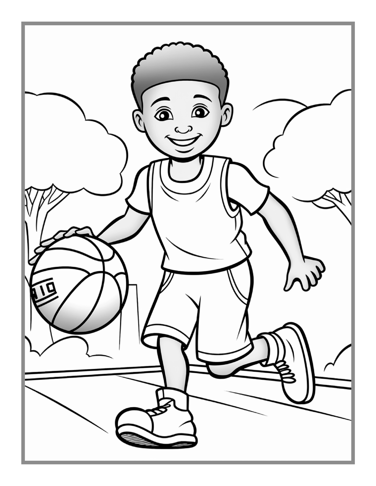 Basketball Coloring Book Gift for Adults Kids Men Women Boys Girls Teens Youth 50 Pages Basketball Player Coloring Activity Book