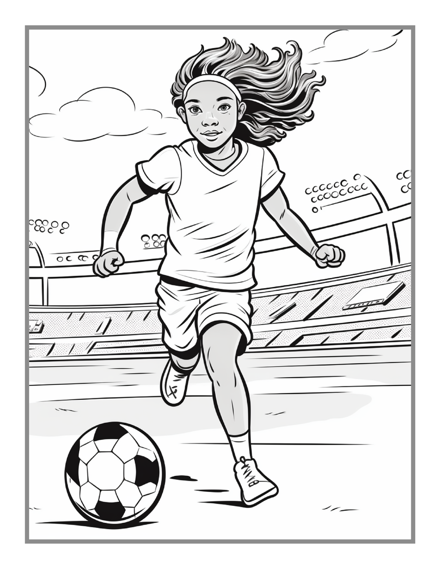 50 Pages Soccer Football Player Coloring Book Holiday Birthday Gift for Adults Kids Women Girls Teens Youth Easy Bold Soccer Coloring Book