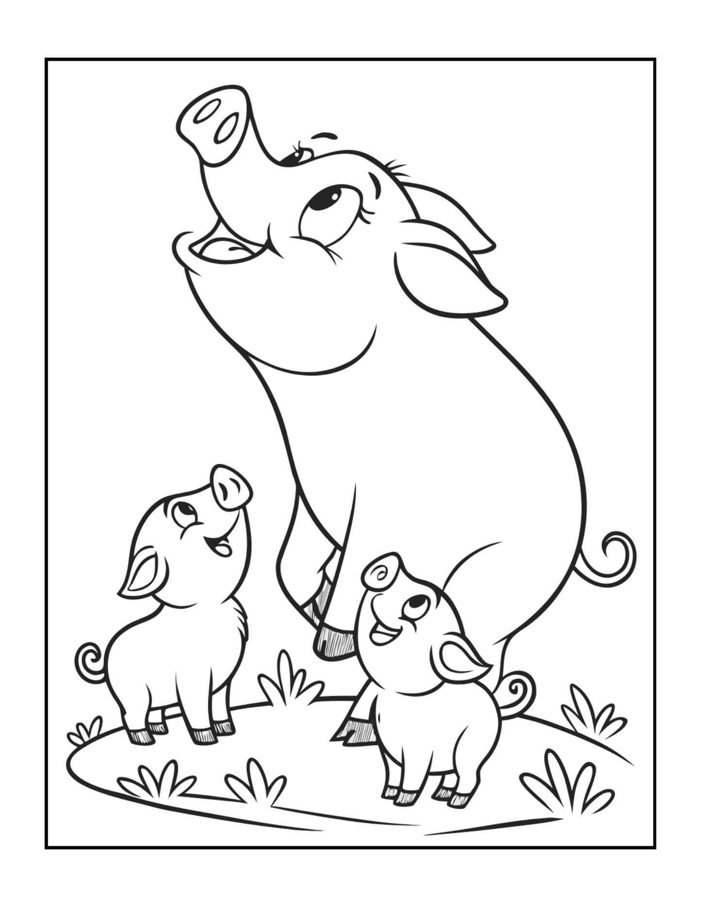 50 Pages Single Sided Cute Pig Coloring Book Gift for Adults Men Women Kids Young Boys Girls Teens Cool Piggy Coloring Activity Book