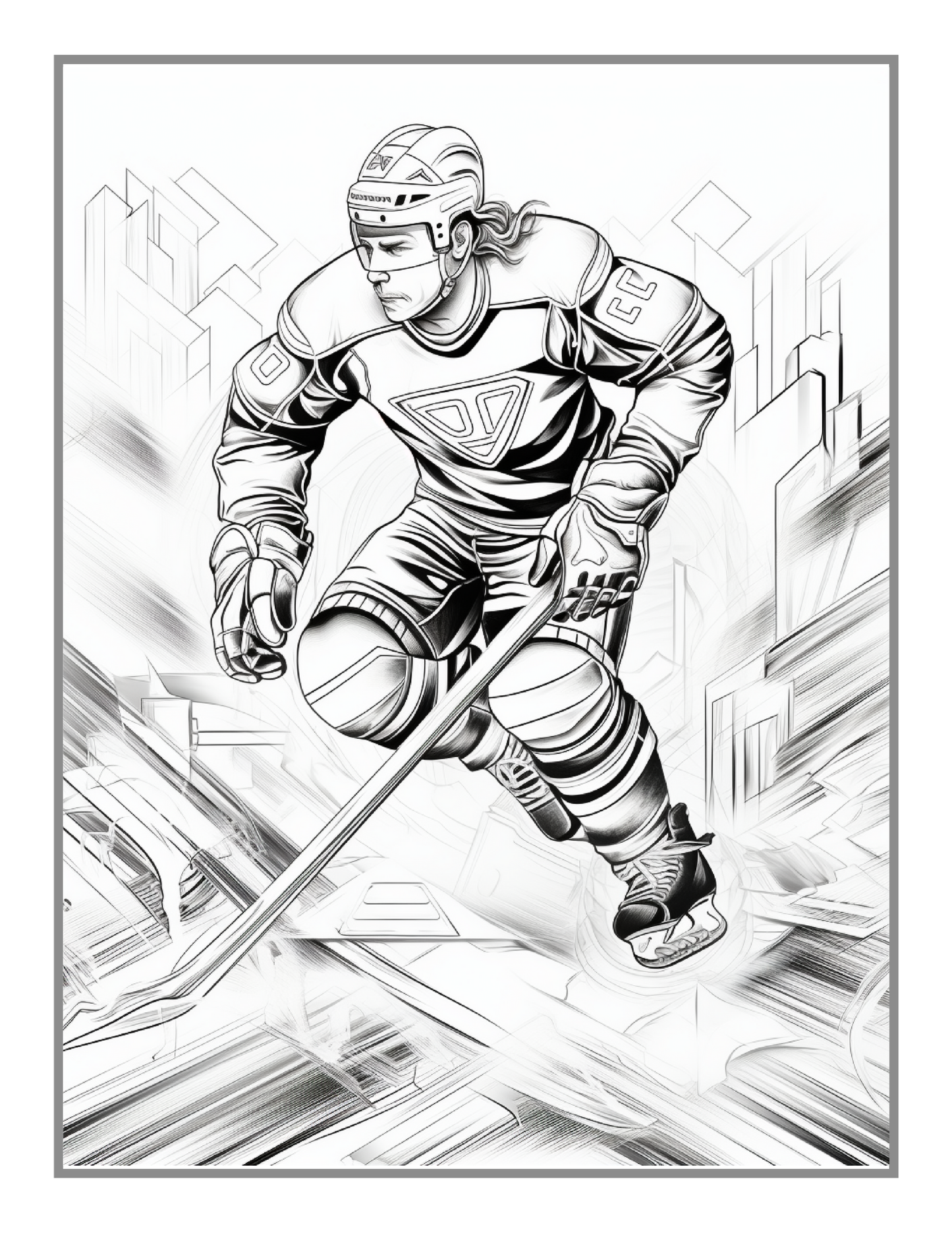 Ice Hockey Coloring Book Gift for Adults Kids Men Women Boys Girls Teens Youth 50 Pages Ice Hockey Player Coloring Sheets for Children