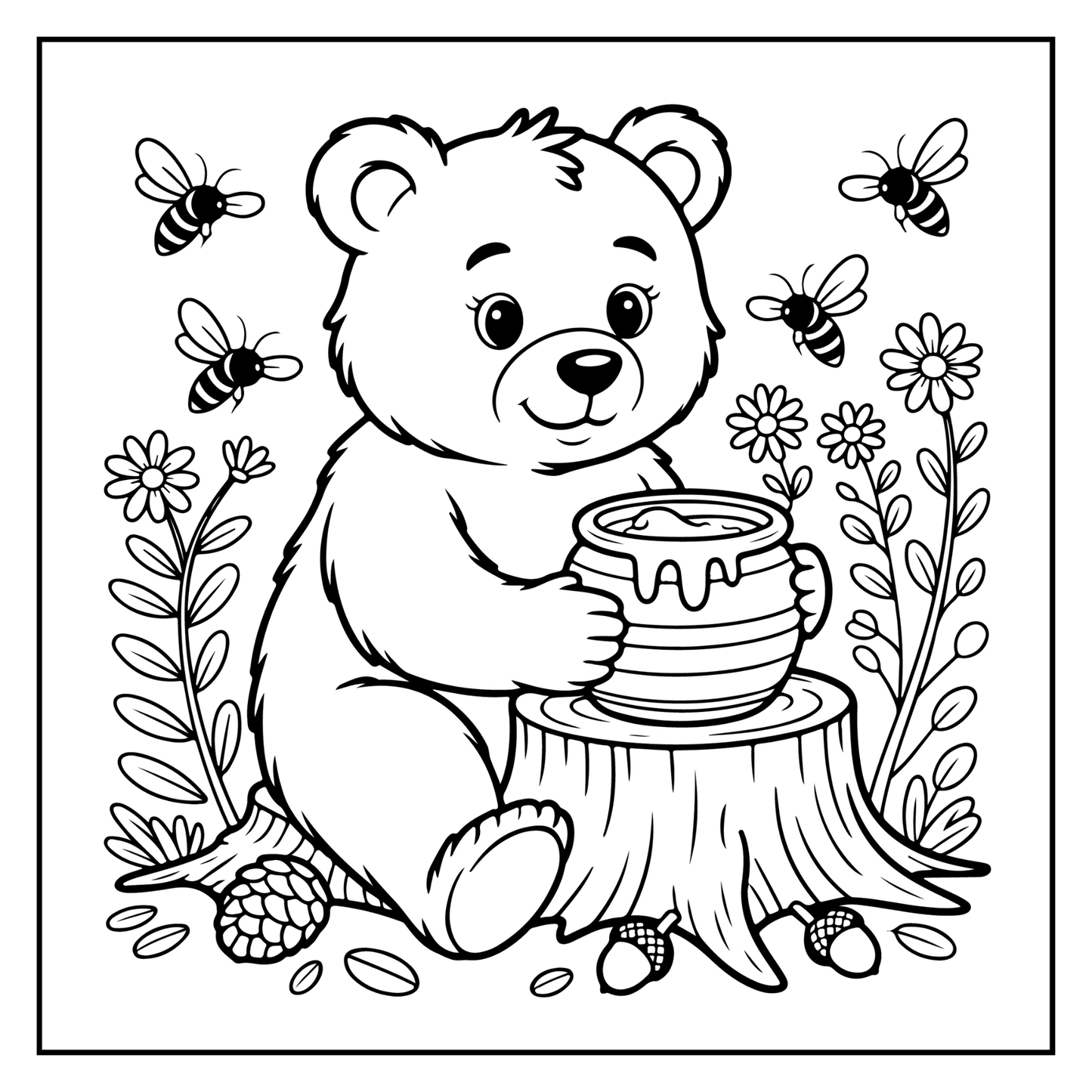 Cute Brown Bear Coloring Book Gift for Adults Kids Men Women Young Boys Girls Teens Cool Cozy Teddy Bear Coloring Activity Book for Children