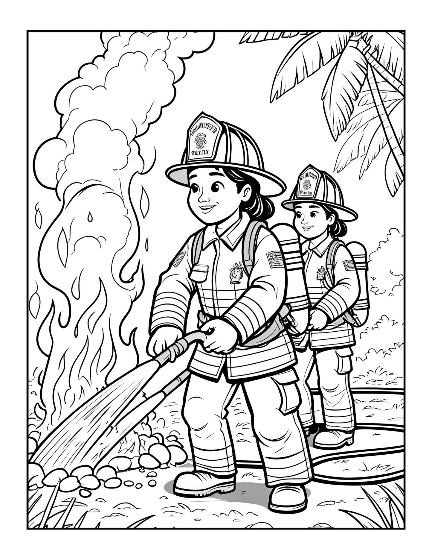Cool Firefighter Coloring Book Gift for Adults Men Women Kids Boys Girls Teens 50 Pages Single Sided Fire Truck Fireman Coloring Book