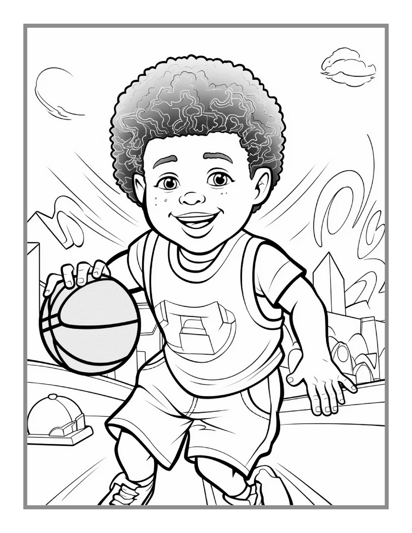 Basketball Coloring Book Gift for Adults Kids Men Women Boys Girls Teens Youth 50 Pages Basketball Player Coloring Activity Book