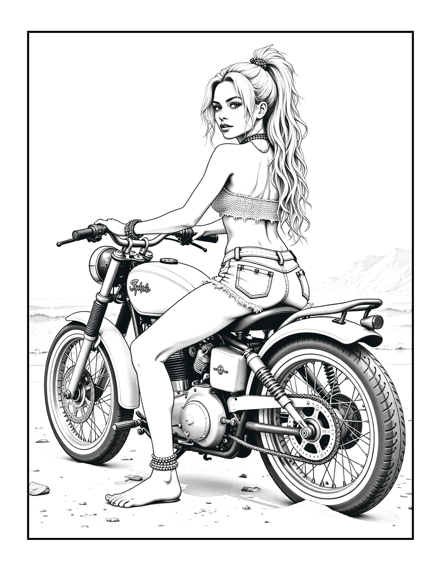 50 Pages Single Sided Cute Japanese Anime Manga Fashion Biker Girls Coloring Book Gift for Adults Men Women Kids Young Boys Girls Teens