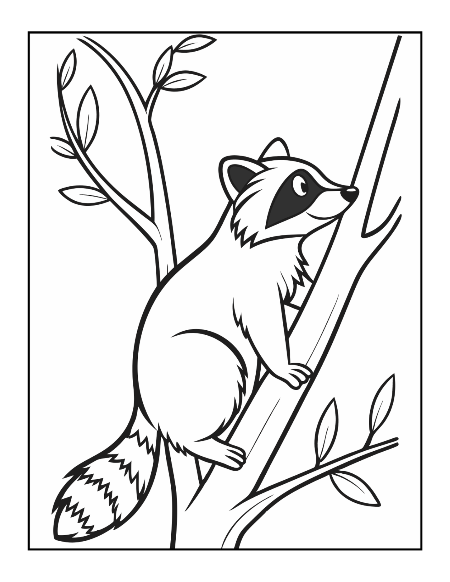 Cute Cozy Raccoon Animal Coloring Book Gift for Adults Kids Boys Girls Teens 50 Pages Single Sided Bold and Easy Raccoon Coloring Book