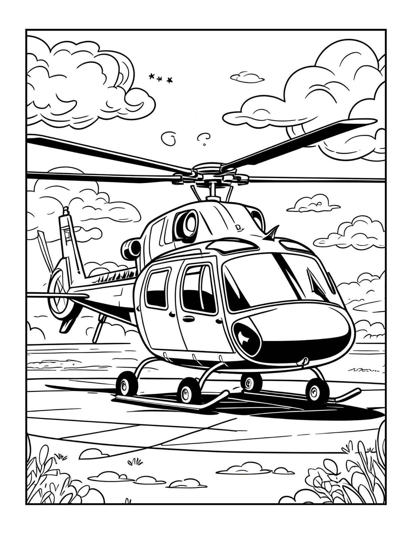 Helicopter Coloring Book Gift for Adults Kids Boys Girls Teens 50 Pages Single Sided Coloring Activity Book for Children Bold and Easy