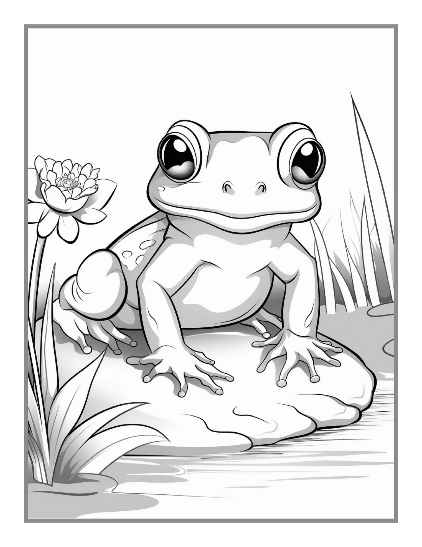 50 Pages Cute Frog Toad Coloring Book Gift for Adults Kids Men Women Boys Girls Teens Frog Toad Coloring Sheets for Children Students