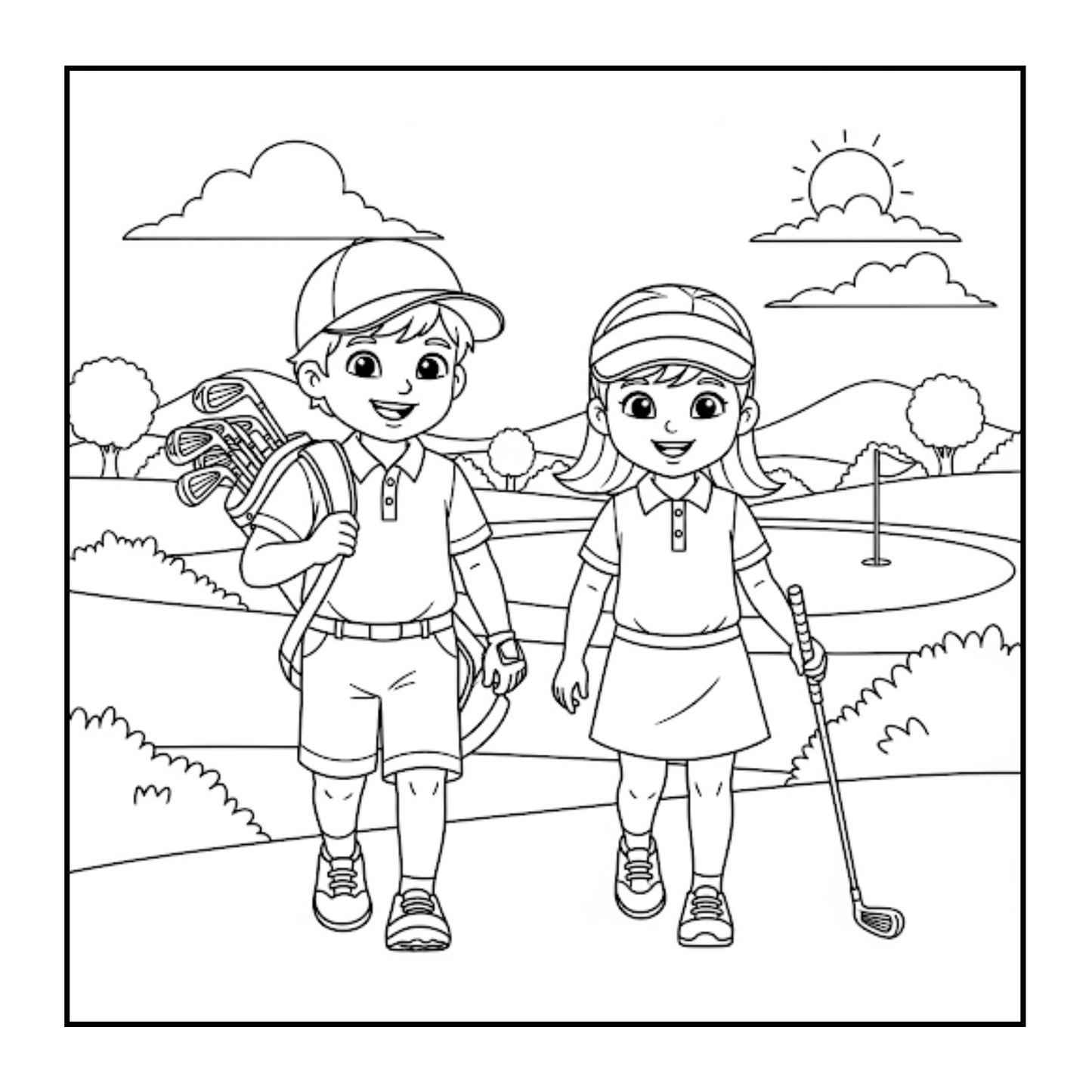Golf Player Golfer Coloring Book for Adults Men Women Kids Boys Girls Teens Youth Simple Stress Free Relief Coloring Book Golfing Coloring