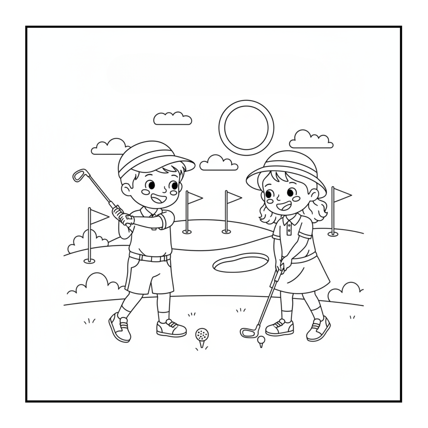 Golf Player Golfer Coloring Book for Adults Men Women Kids Boys Girls Teens Youth Single Sided Golfing Coloring Activity Book for Children