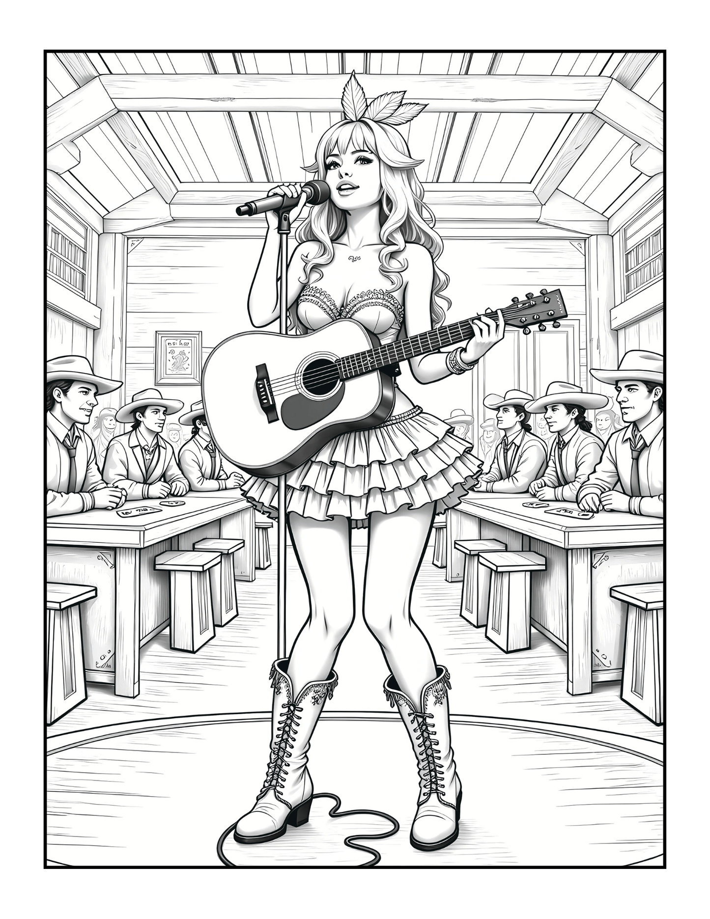 Western Anime Cowgirl Coloring Book Gift for Adults Men Women Kids Boys Girls Teens Bold Easy 50 Pages Single Sided Anime Cowgirl Coloring