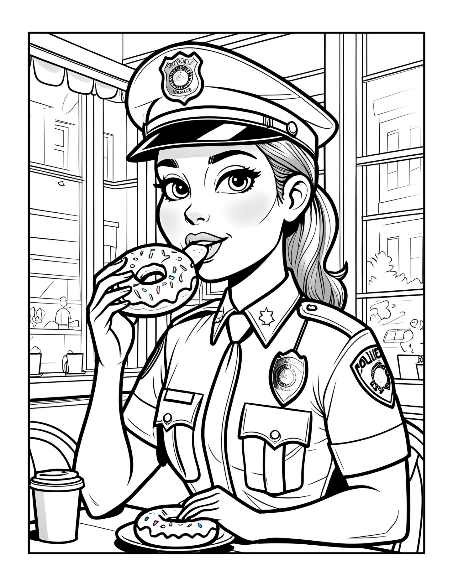 Cool Police Officer Coloring Book Gift for Adults Kids Boys Girls Teens 50 Pages Single Sided Police Coloring Activity Book for Children
