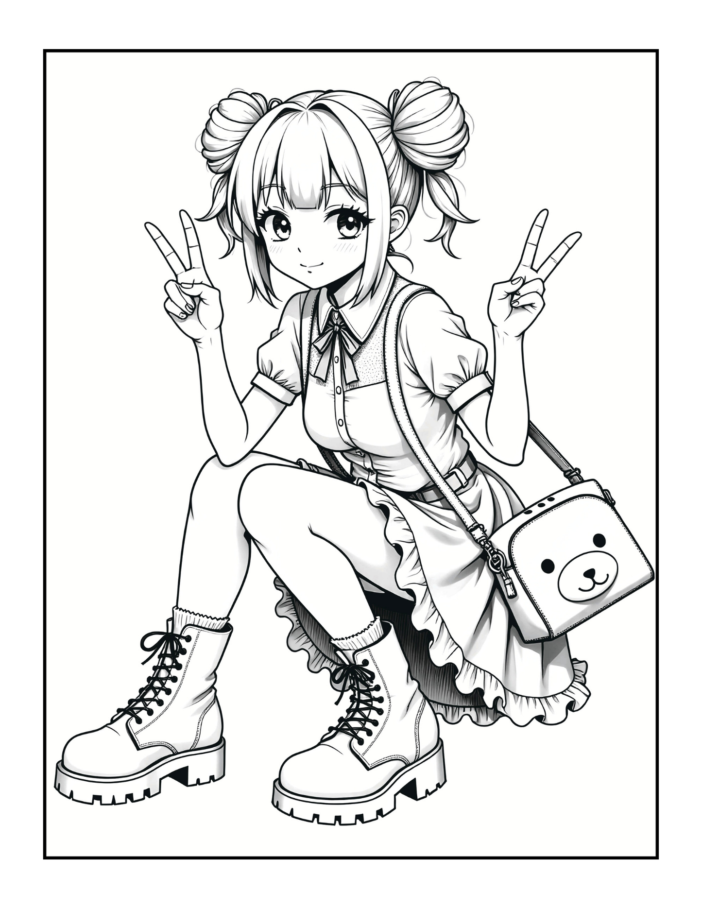 50 Pages Single Sided Cute Japanese Anime Manga Fashion Model Girls Coloring Book Gift for Adults Men Women Kids Young Boys Girls Teens