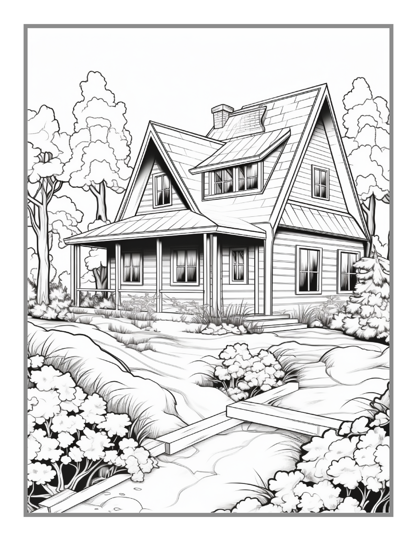 Cool Little Old Forest Village Coloring Book 50 Pages Cozy Village Coloring Book Christmas Holiday Gift for Adults Kids Men Women Boys Girls