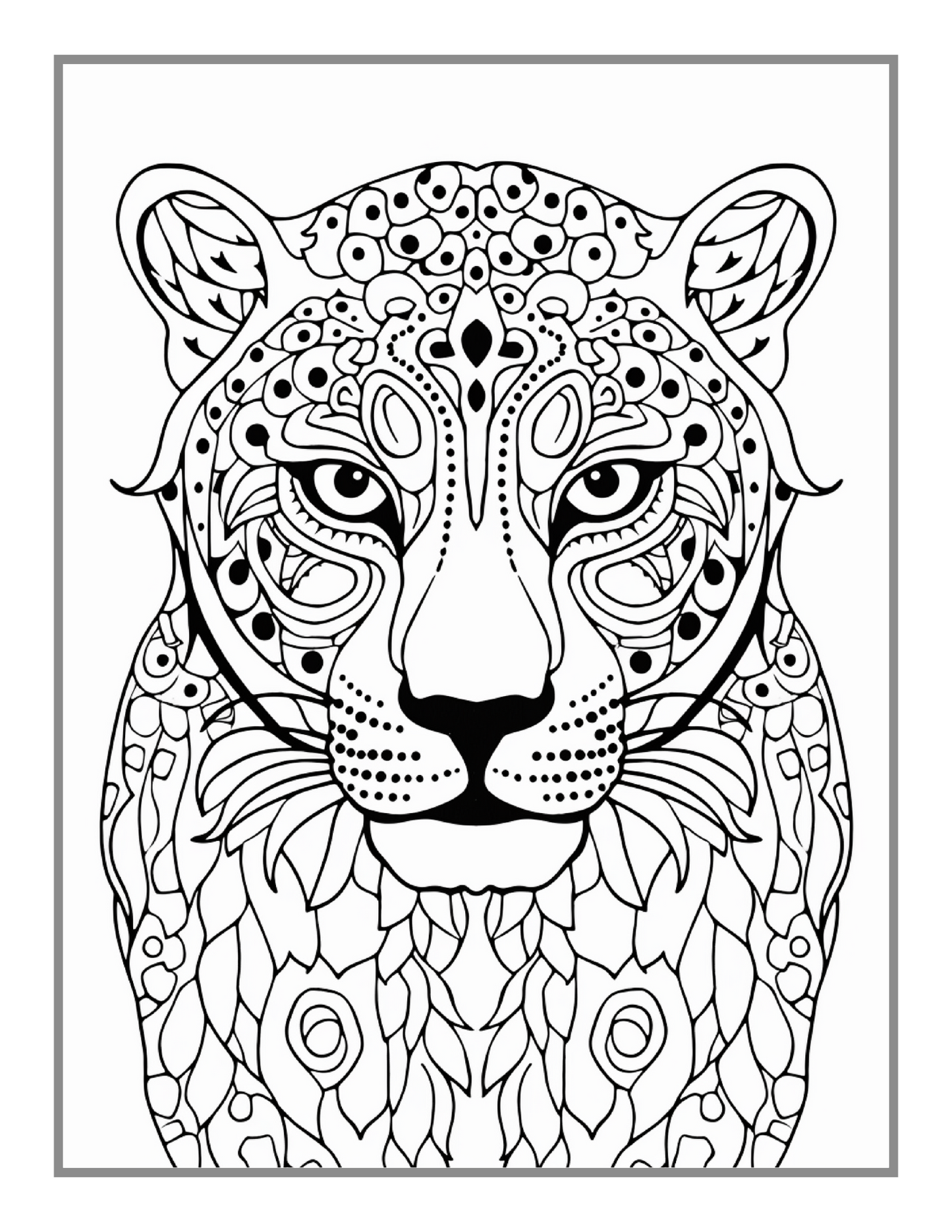 50 Pages Bold and Easy Leopard Animal Mandala Coloring Book Gift for Adults Kids Men Women Boys Girls Teens Youth Leopard Lover Mandala