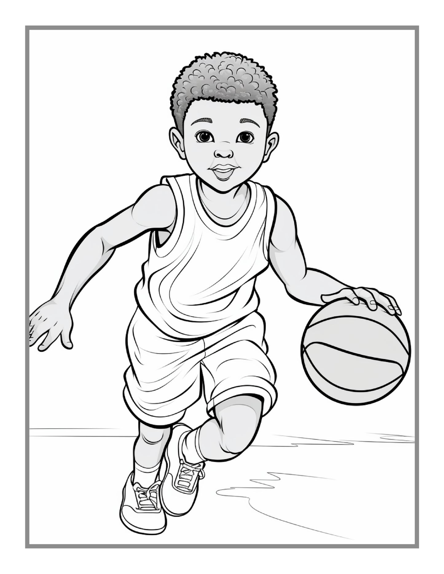 Basketball Coloring Book Gift for Adults Kids Men Women Boys Girls Teens Youth 50 Pages Basketball Player Coloring Activity Book