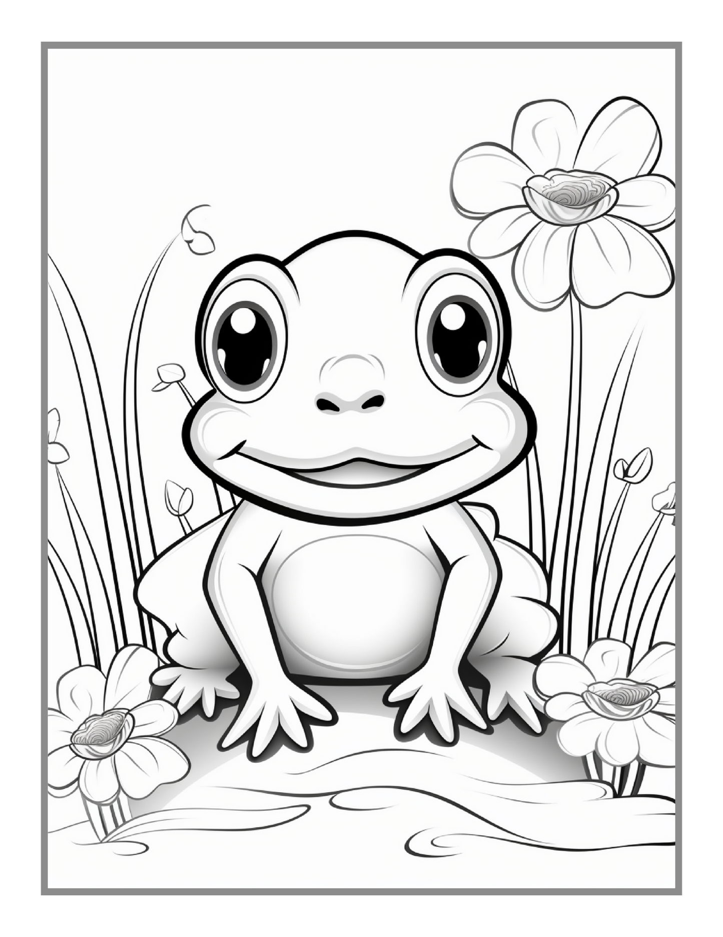 50 Pages Cute Frog Toad Coloring Book Gift for Adults Kids Men Women Boys Girls Teens Frog Toad Coloring Sheets for Children Students