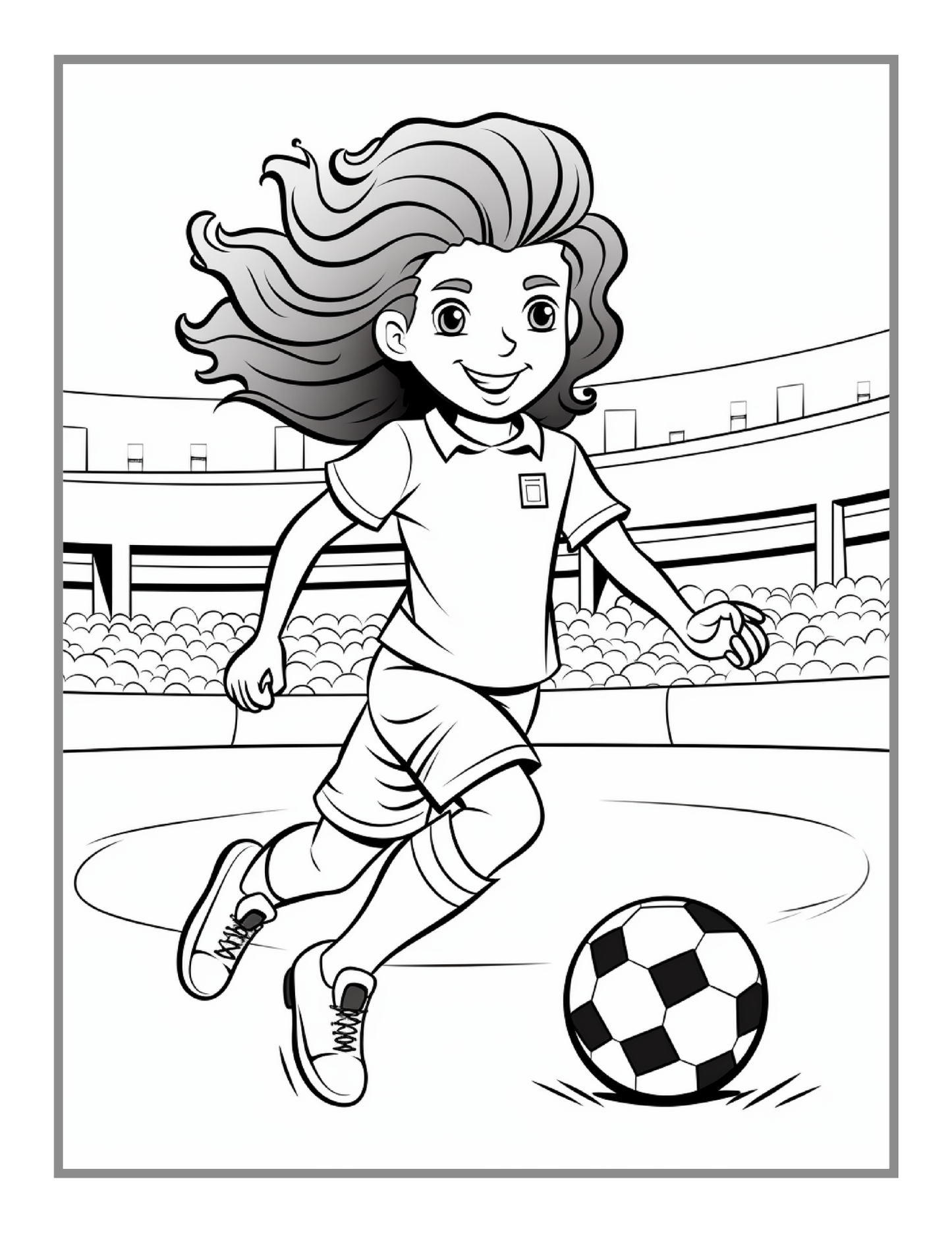 50 Pages Soccer Football Player Coloring Book Holiday Birthday Gift for Adults Kids Women Girls Teens Youth Easy Bold Soccer Coloring Book