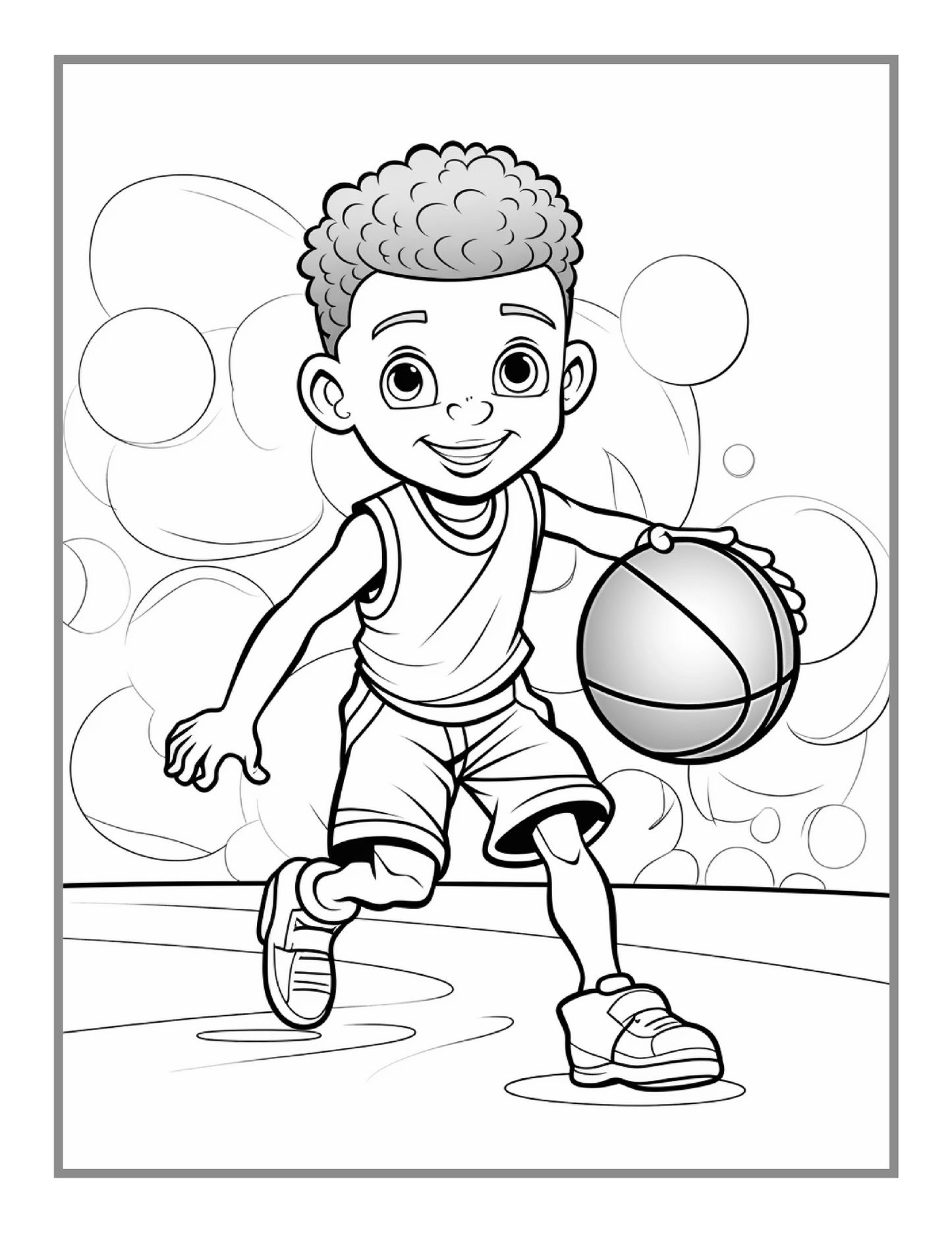 Basketball Coloring Book Gift for Adults Kids Men Women Boys Girls Teens Youth 50 Pages Basketball Player Coloring Activity Book