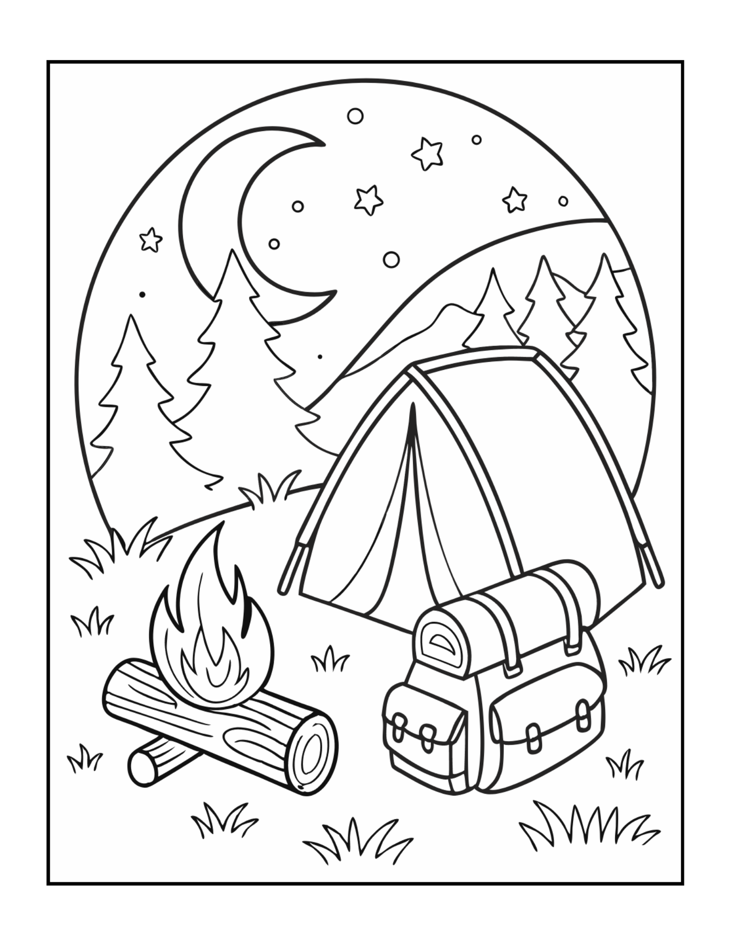 Bold and Easy Cozy Camping Coloring Book Gift for Adults Men Women Kids Boys Girls Young Teens Summer Camp Camping Coloring Sheets