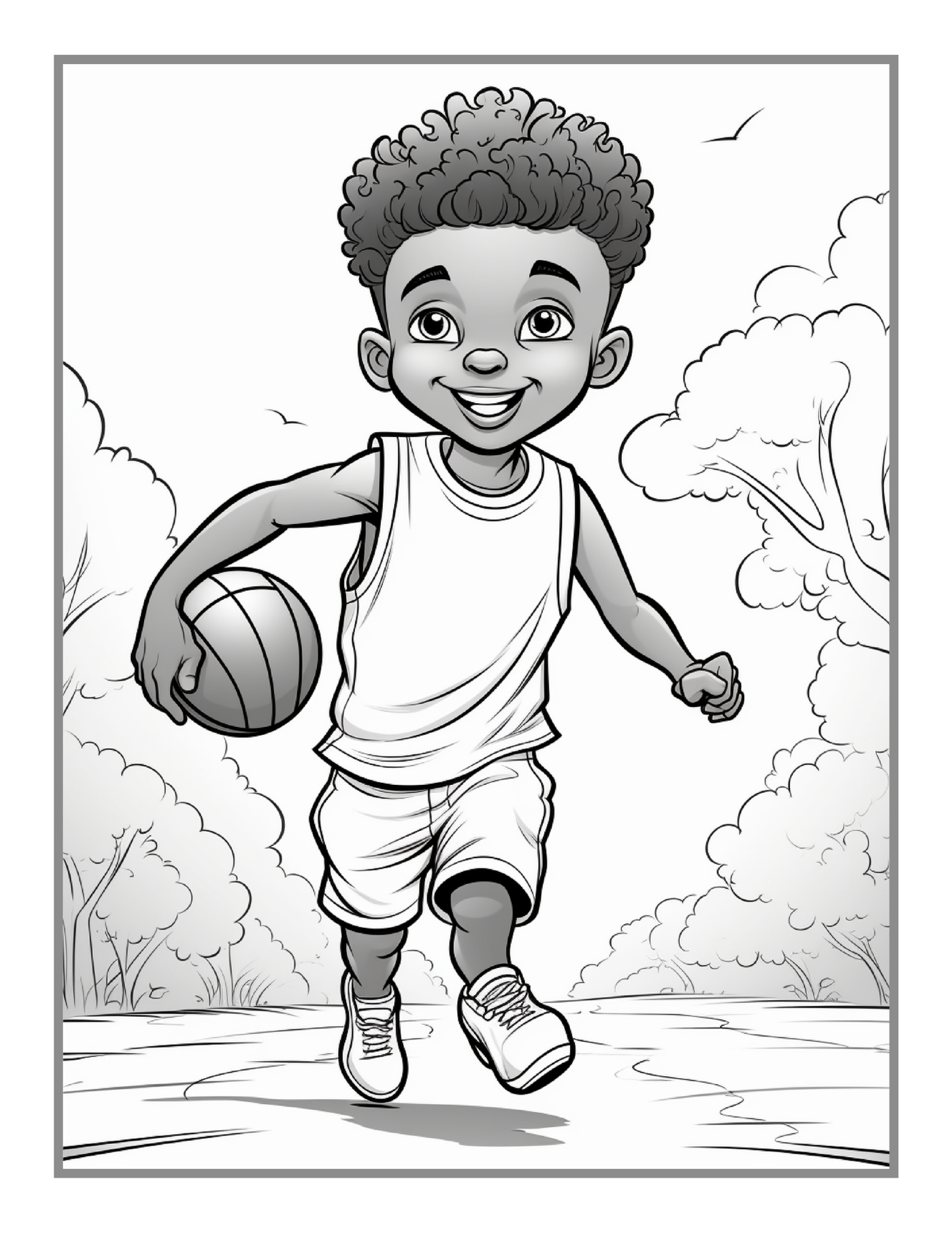 Basketball Coloring Book Gift for Adults Kids Men Women Boys Girls Teens Youth 50 Pages Basketball Player Coloring Activity Book