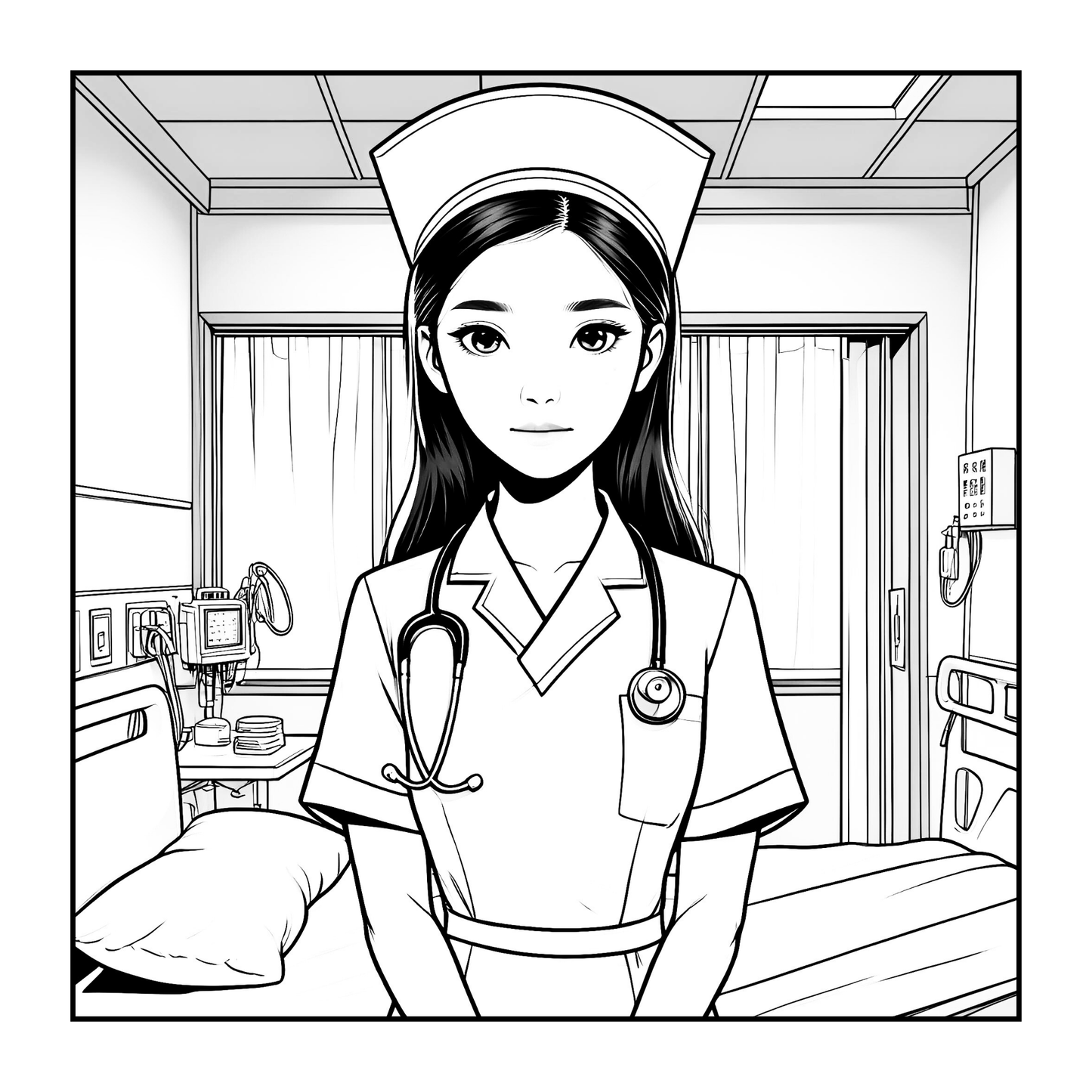 Nurse Coloring Book Gift for Adults Men Women Kids Young Boys Girls Teens 50 Pages Single Sided Hospital Nurse Coloring Activity Book