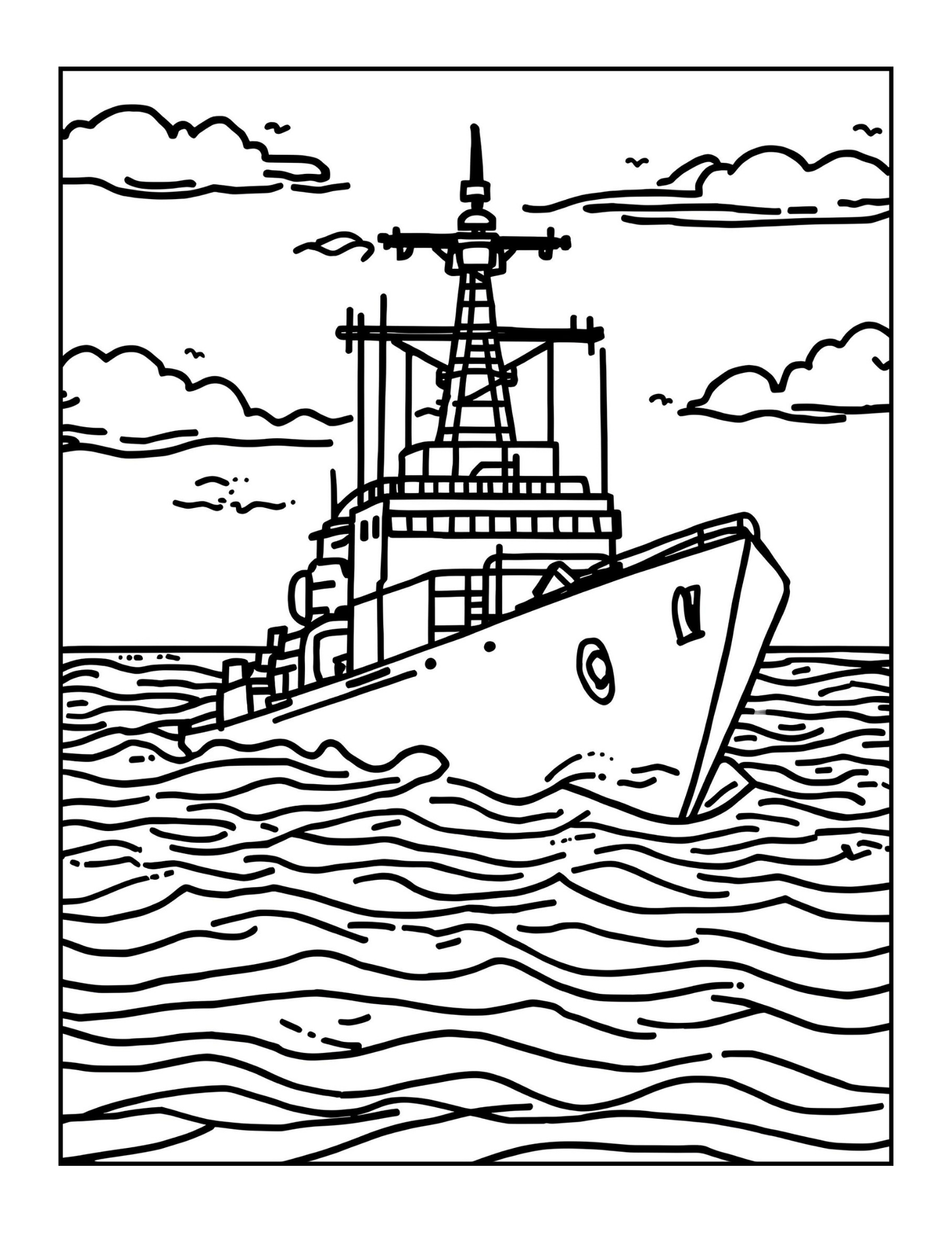 Navy Ship Coloring Book for Adults Men Women Kids Boys Girls Teens Military Children Marine Soldier War Combat Navy Ship Navy Coloring Pages
