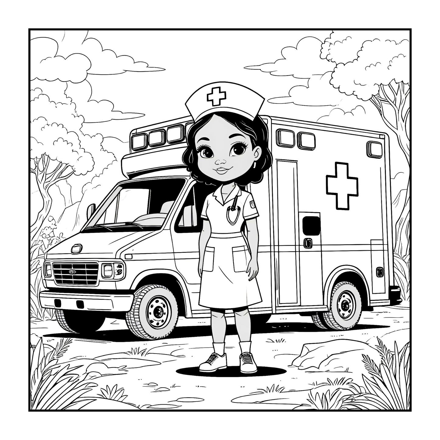 Nurse Coloring Book Gift for Adults Men Women Kids Young Boys Girls Teens 50 Pages Single Sided Hospital Nurse Coloring Activity Book