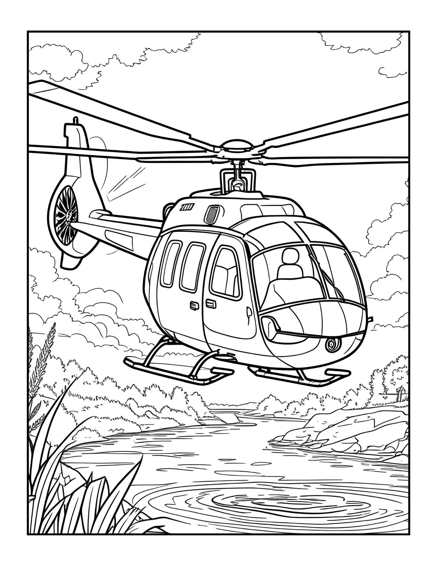 Helicopter Coloring Book Gift for Adults Kids Boys Girls Teens 50 Pages Single Sided Chopper Helicopter Coloring Activity Book for Children