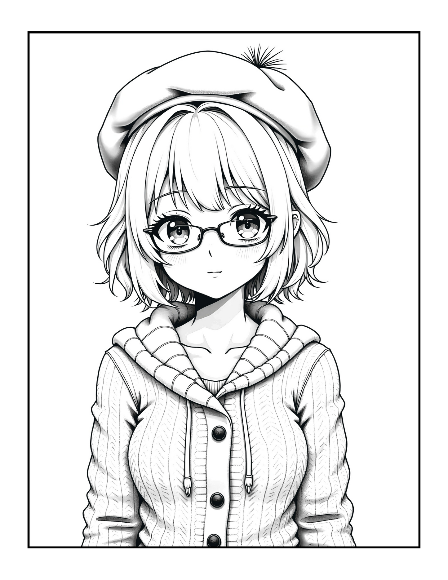 50 Pages Single Sided Cute Japanese Anime Manga Fashion Model Girls Coloring Book Gift for Adults Men Women Kids Young Boys Girls Teens